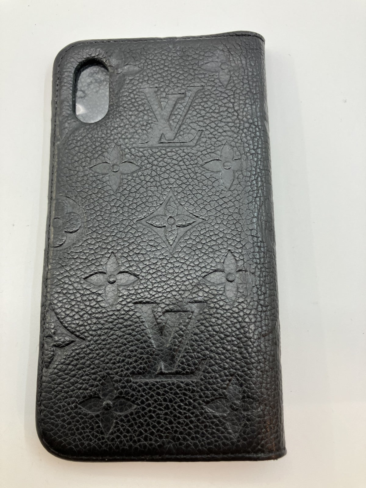 LOUIS VUITTON Monogram Leather Folio iPhone X XS Case Black BC2199 Made in Spain