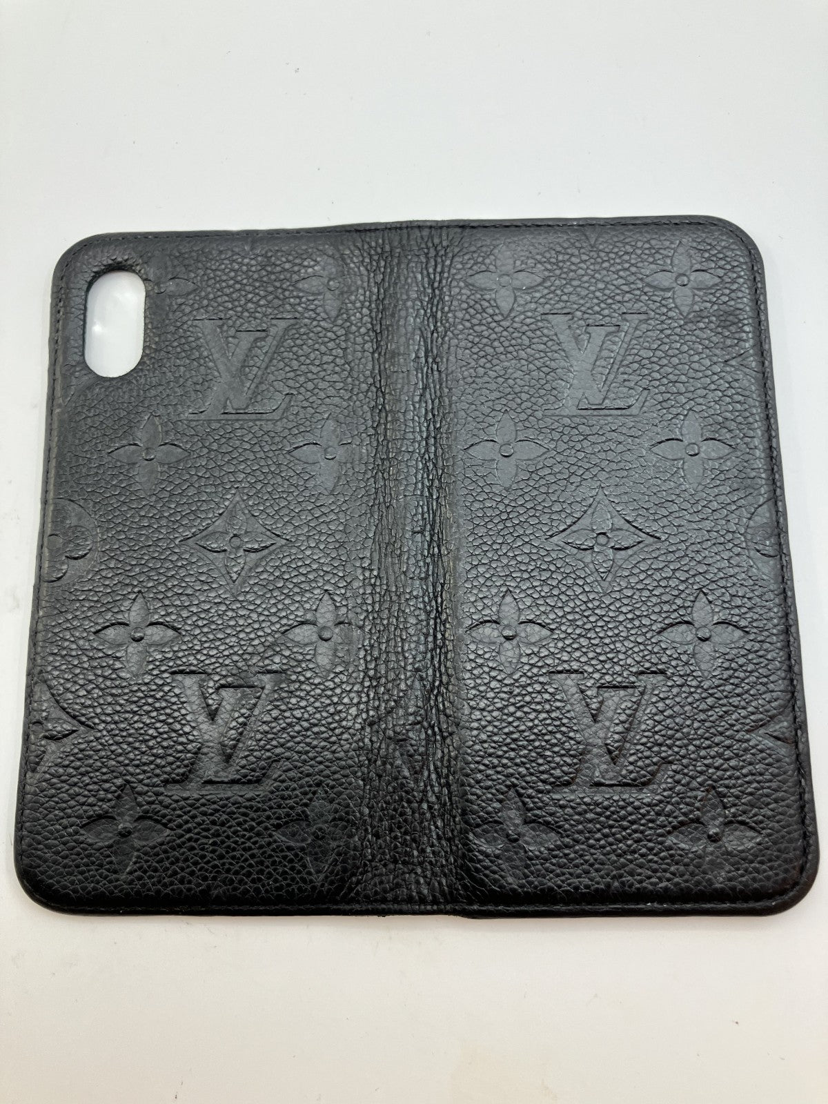 LOUIS VUITTON Monogram Leather Folio iPhone X XS Case Black BC2199 Made in Spain