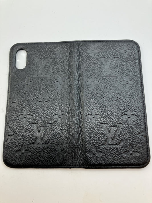 LOUIS VUITTON Monogram Leather Folio iPhone X XS Case Black BC2199 Made in Spain