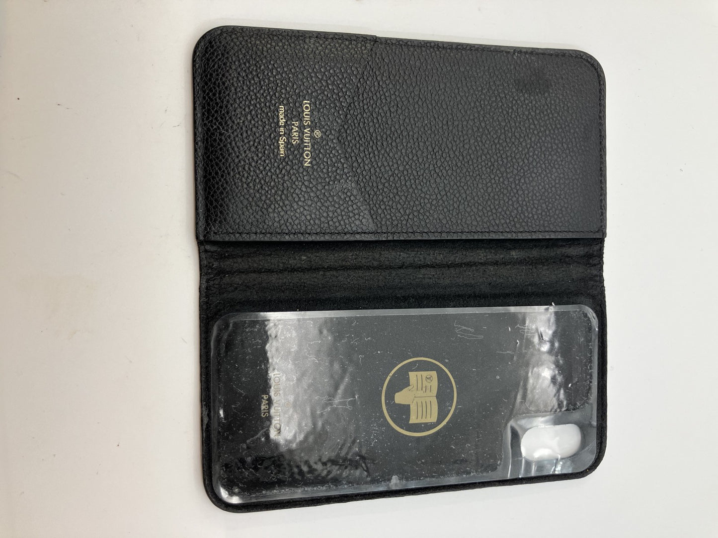 LOUIS VUITTON Monogram Leather Folio iPhone X XS Case Black BC2199 Made in Spain