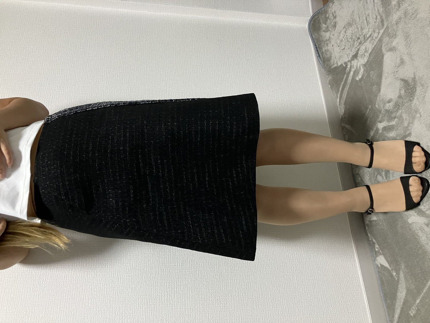 Jil Sander Skirt Tweed Black Size 32 Length 56cm Waist 34cm