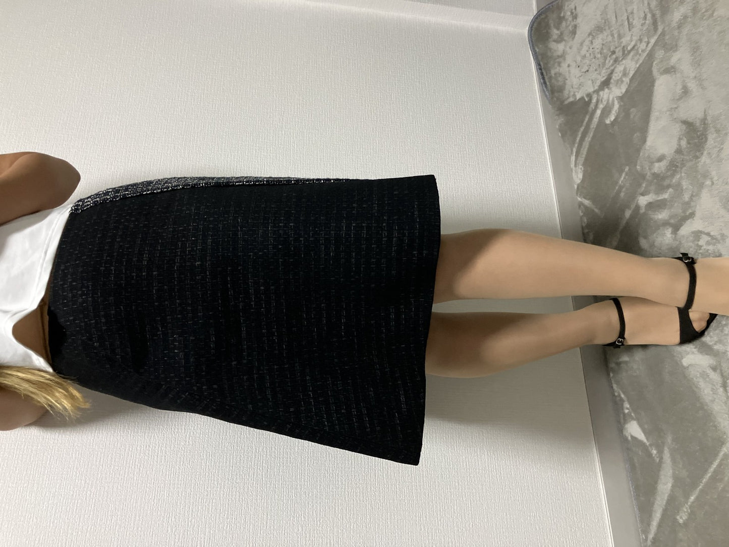 Jil Sander Skirt Tweed Black Size 32 Length 56cm Waist 34cm