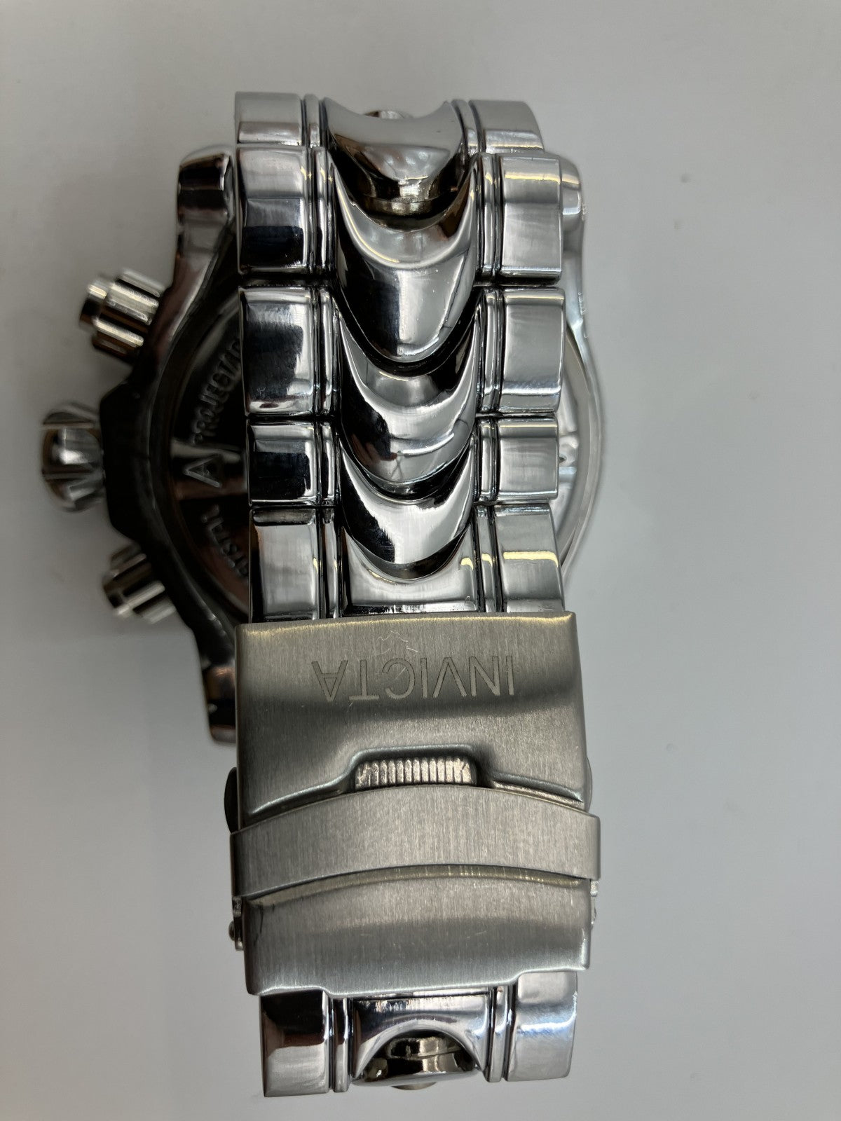 Invicta Men’s 60mm Big Face Chronograph Watch – Stainless Steel Silver, 17cm Wrist, 6 Extra Links, Box – Japan Seller