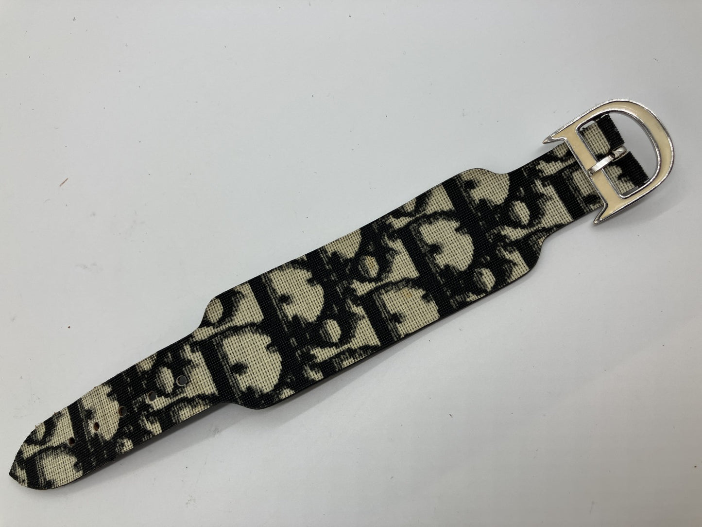 Christian Dior Oblique Trotter Canvas Bracelet D Buckle Wristband w/ Dust Bag