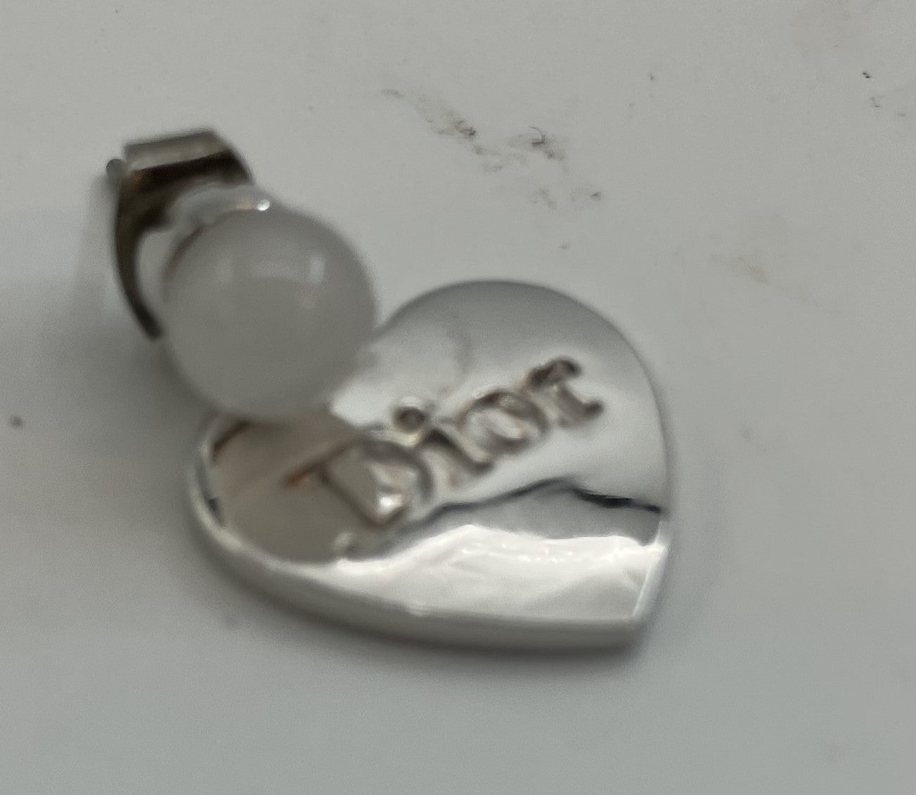 Christian Dior Fake Pearl Heart Earrings W approx. 1.5cm One ear only Free shipping 