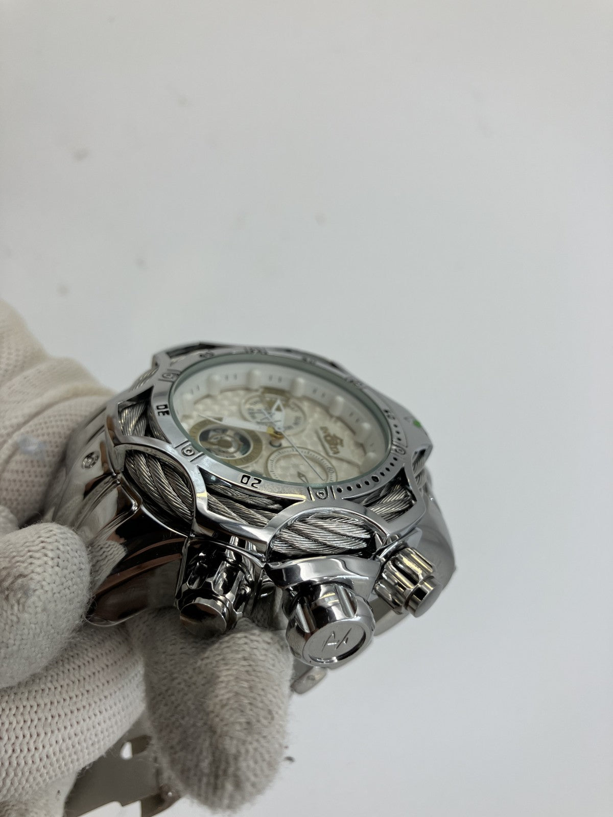 Invicta Men’s 60mm Big Face Chronograph Watch – Stainless Steel Silver, 17cm Wrist, 6 Extra Links, Box – Japan Seller