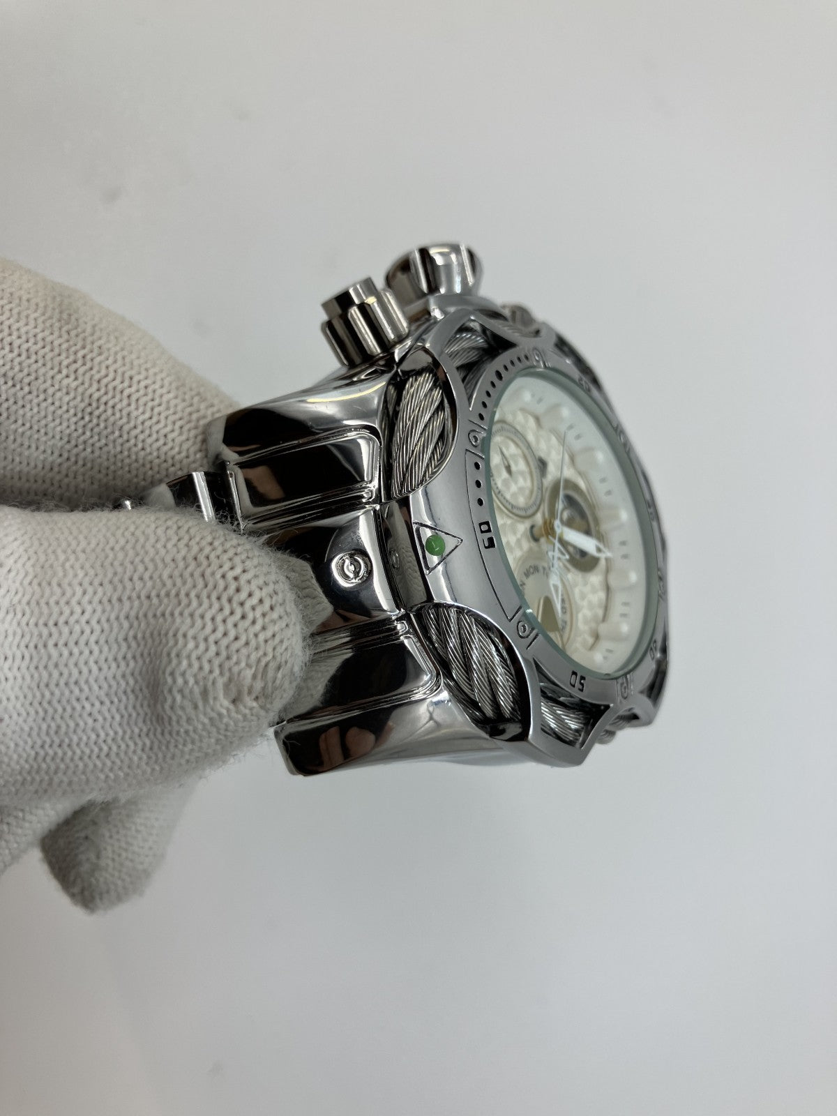 Invicta Men’s 60mm Big Face Chronograph Watch – Stainless Steel Silver, 17cm Wrist, 6 Extra Links, Box – Japan Seller