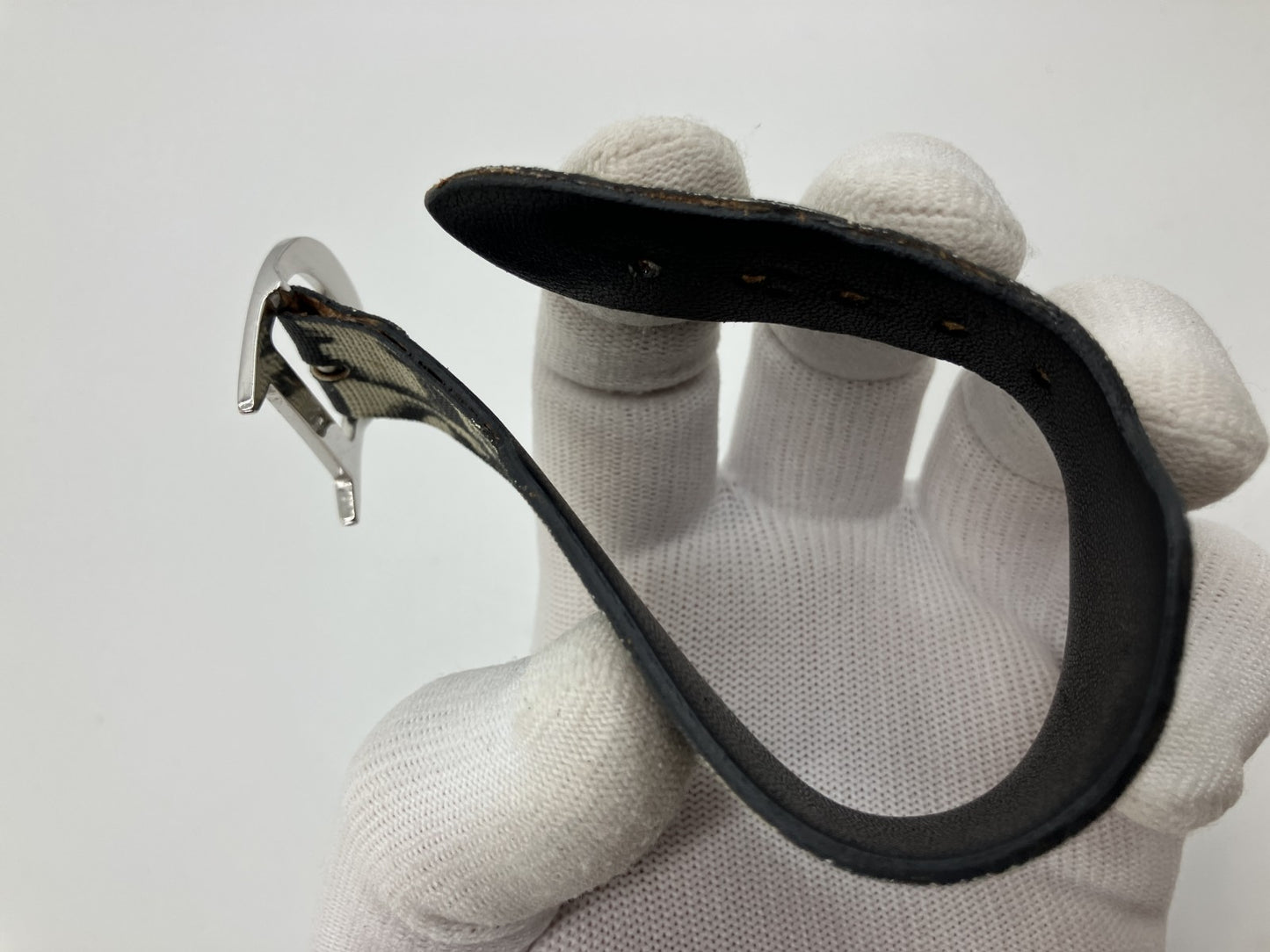 Christian Dior Oblique Trotter Canvas Bracelet D Buckle Wristband w/ Dust Bag