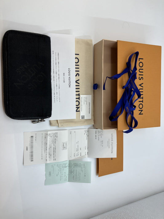 LOUIS VUITTON Damier Geant Zip-Around Long Wallet M93546 Black w/ Box, Dust Bag, Receipts