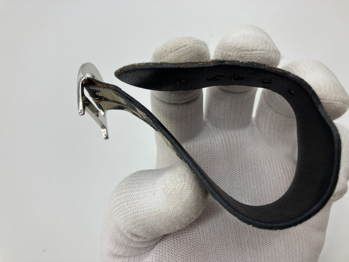 Christian Dior Oblique Trotter Canvas Bracelet D Buckle Wristband w/ Dust Bag