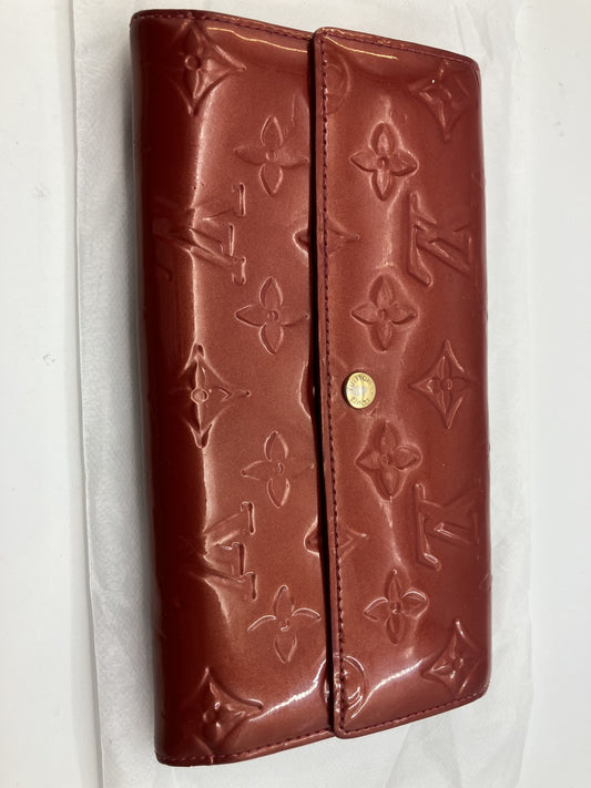 LOUIS VUITTON Monogram Vernis Portefeuille Sarah Long Wallet Red Patent Leather TS1162 Made in France
