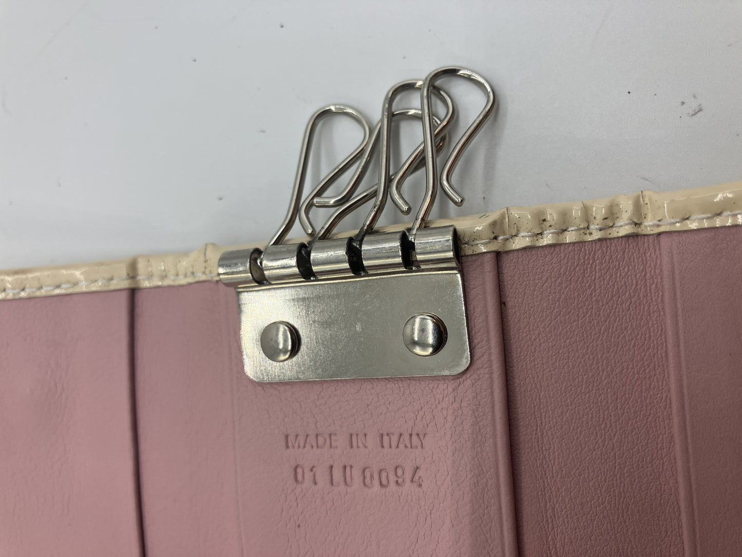 Christian Dior Trotter Pink Canvas 4-Key Holder Rhinestone Made in Italy
