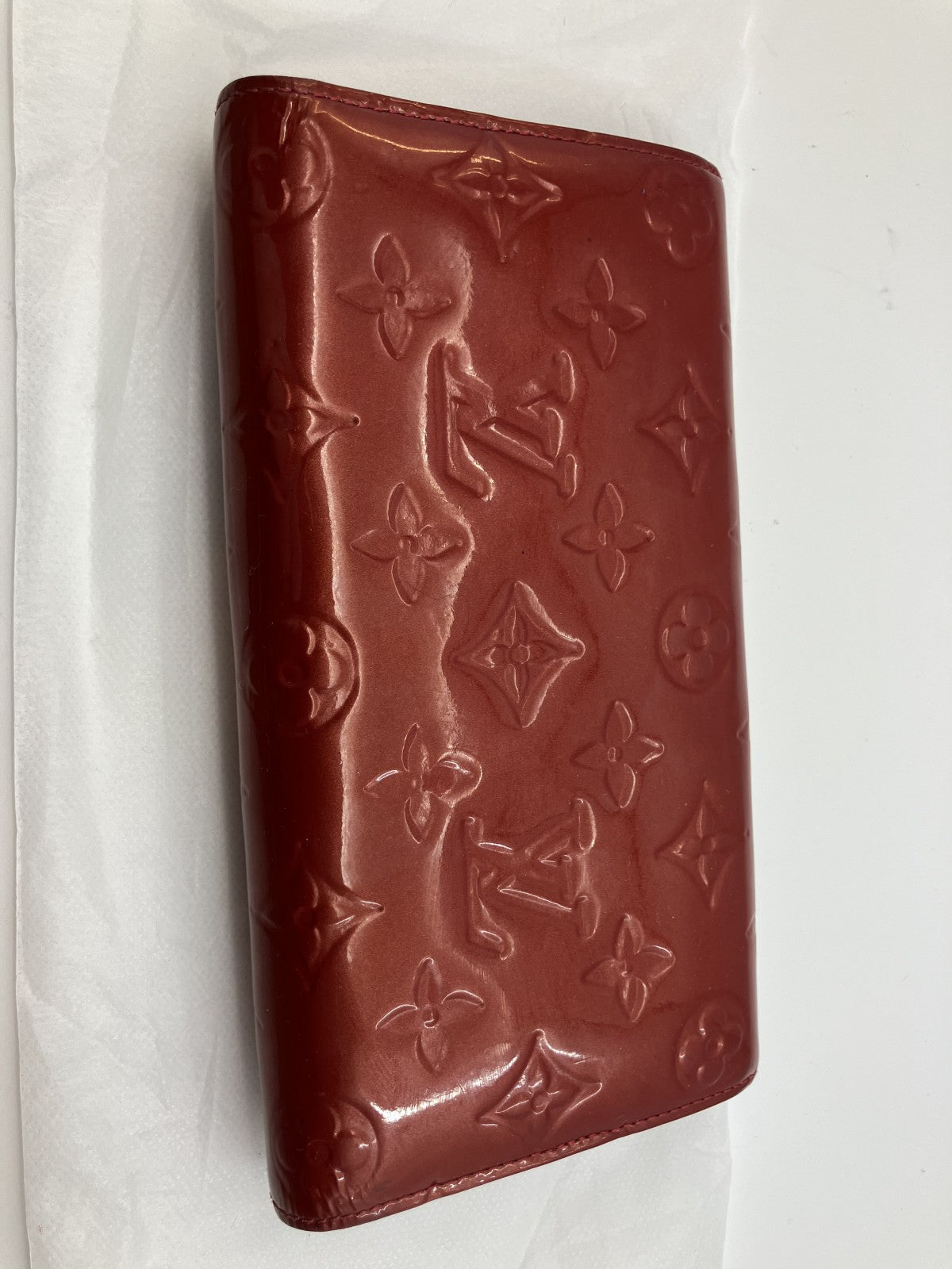 LOUIS VUITTON Monogram Vernis Portefeuille Sarah Long Wallet Red Patent Leather TS1162 Made in France