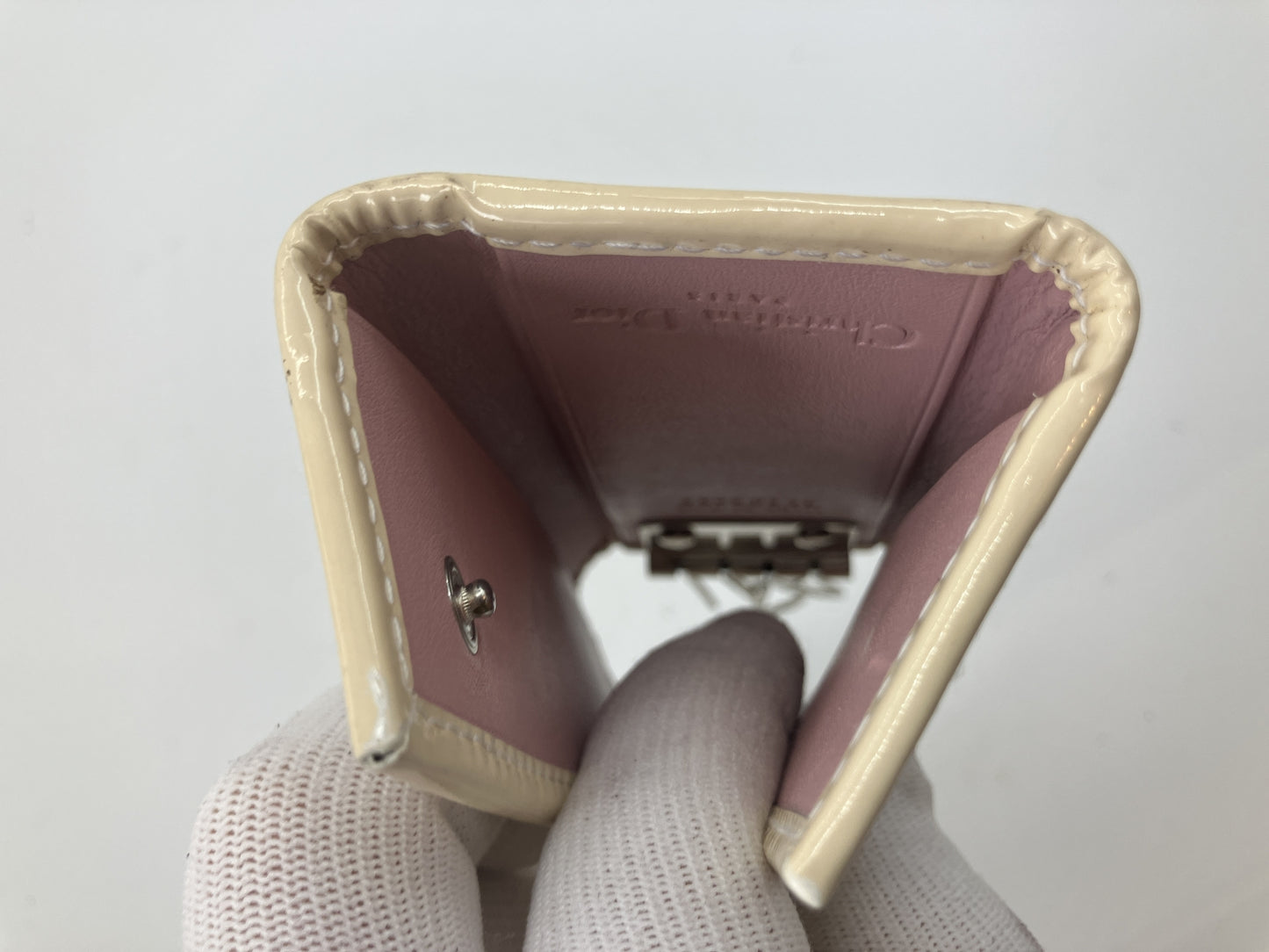 Christian Dior Trotter Pink Canvas 4-Key Holder Rhinestone Made in Italy