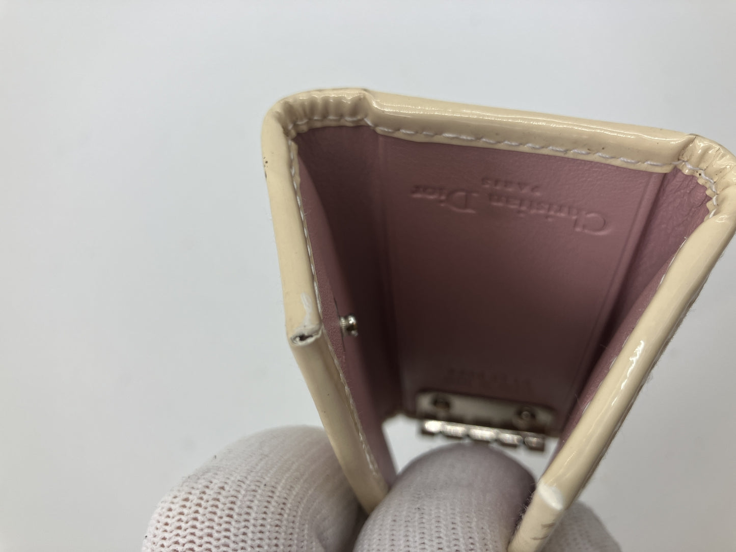 Christian Dior Trotter Pink Canvas 4-Key Holder Rhinestone Made in Italy