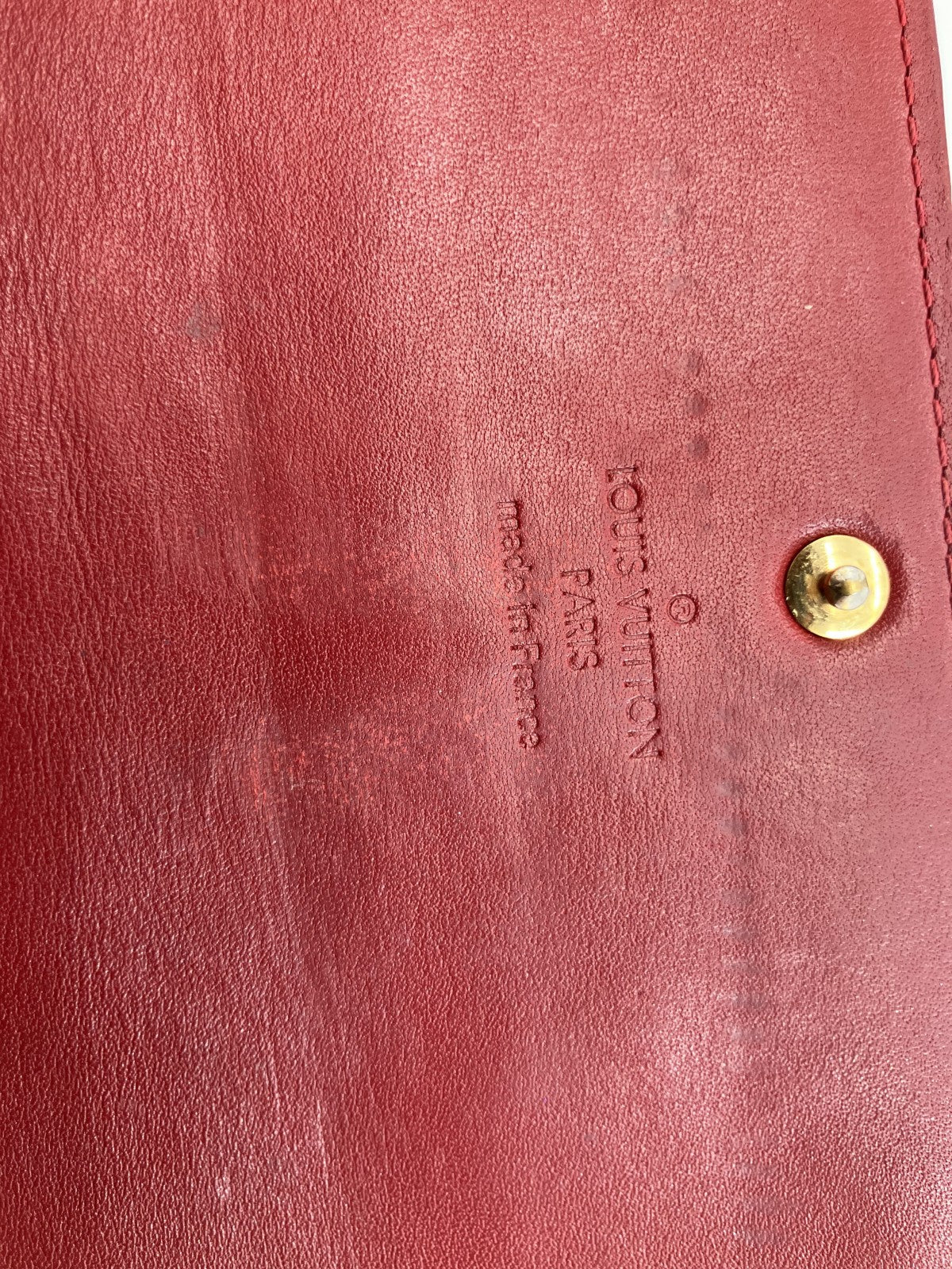 LOUIS VUITTON Monogram Vernis Portefeuille Sarah Long Wallet Red Patent Leather TS1162 Made in France