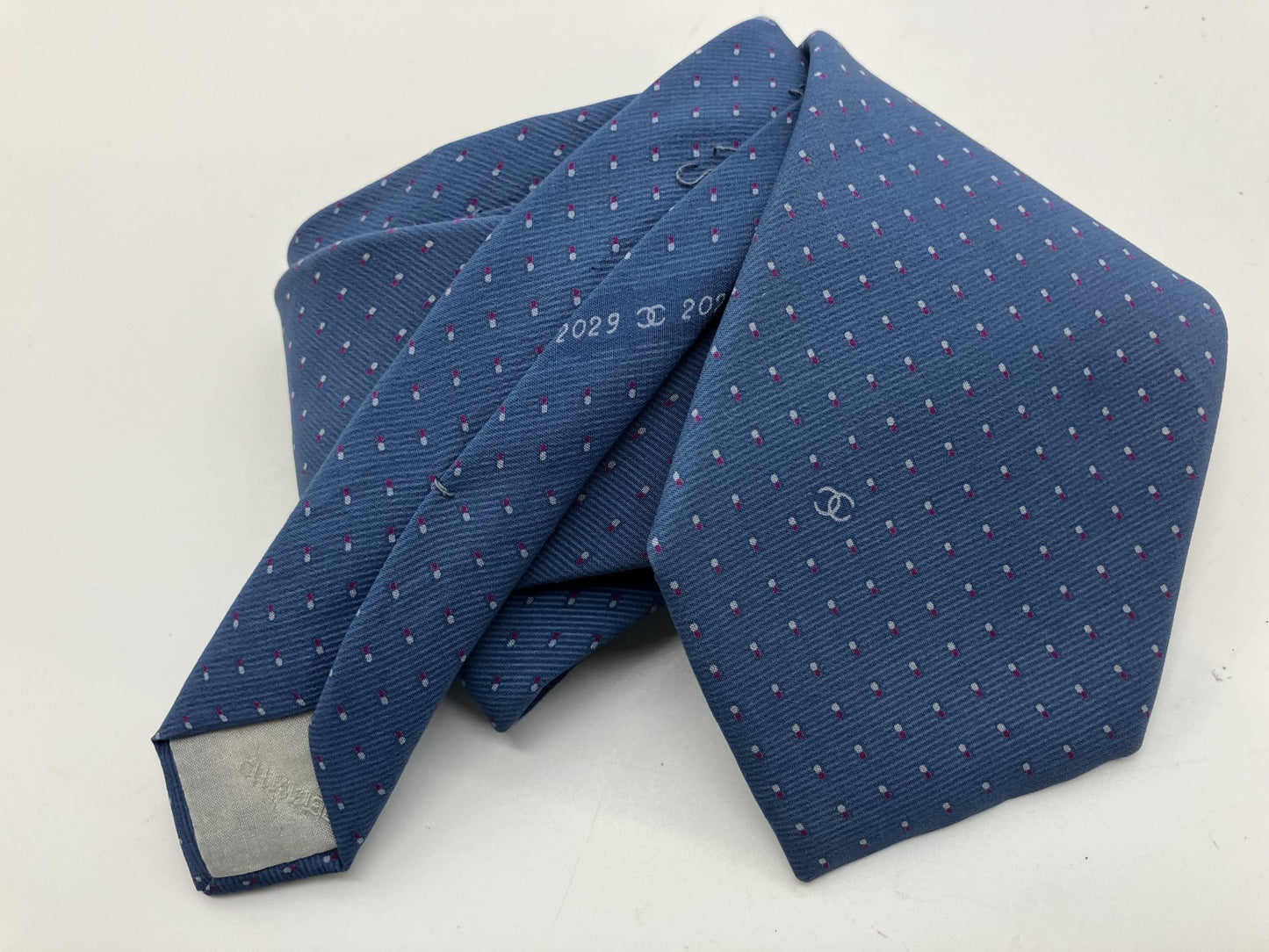 CHANEL Tie - Blue - 8 cm (3.15 inch) Wide -