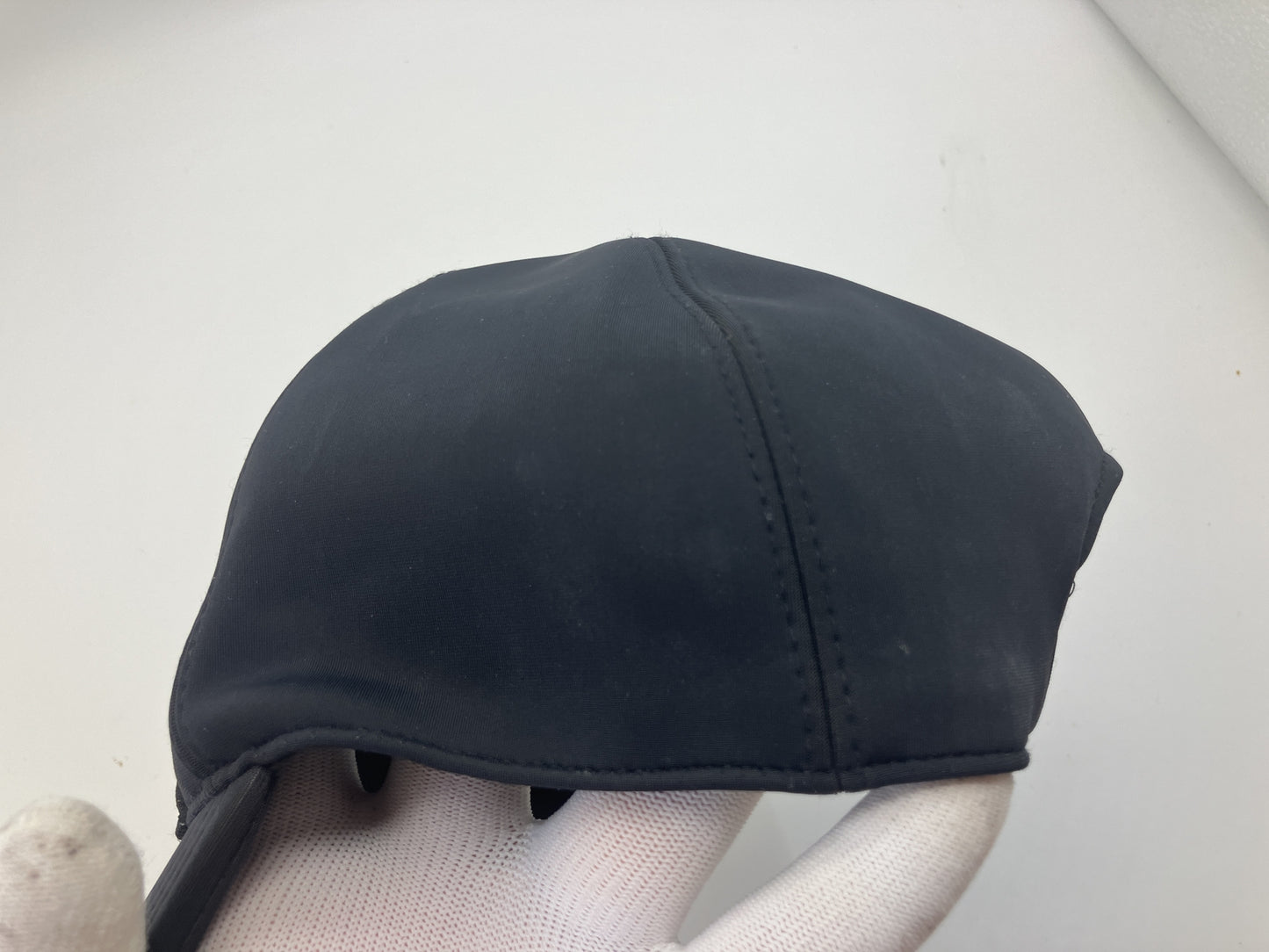 MIU MIU Club Glitter Logo Patch Nylon Baseball Cap Black Size S Italy