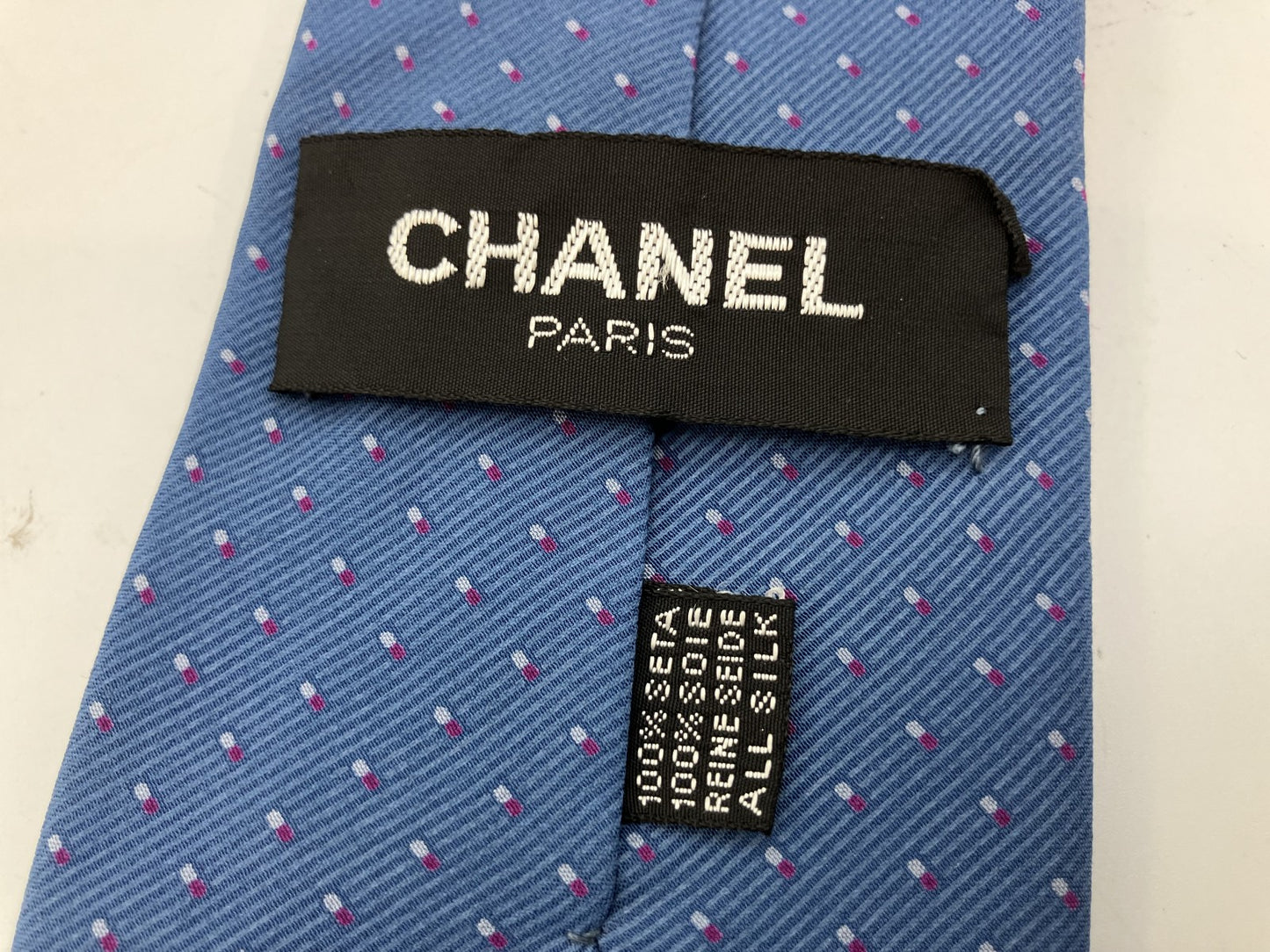 CHANEL Tie - Blue - 8 cm (3.15 inch) Wide -