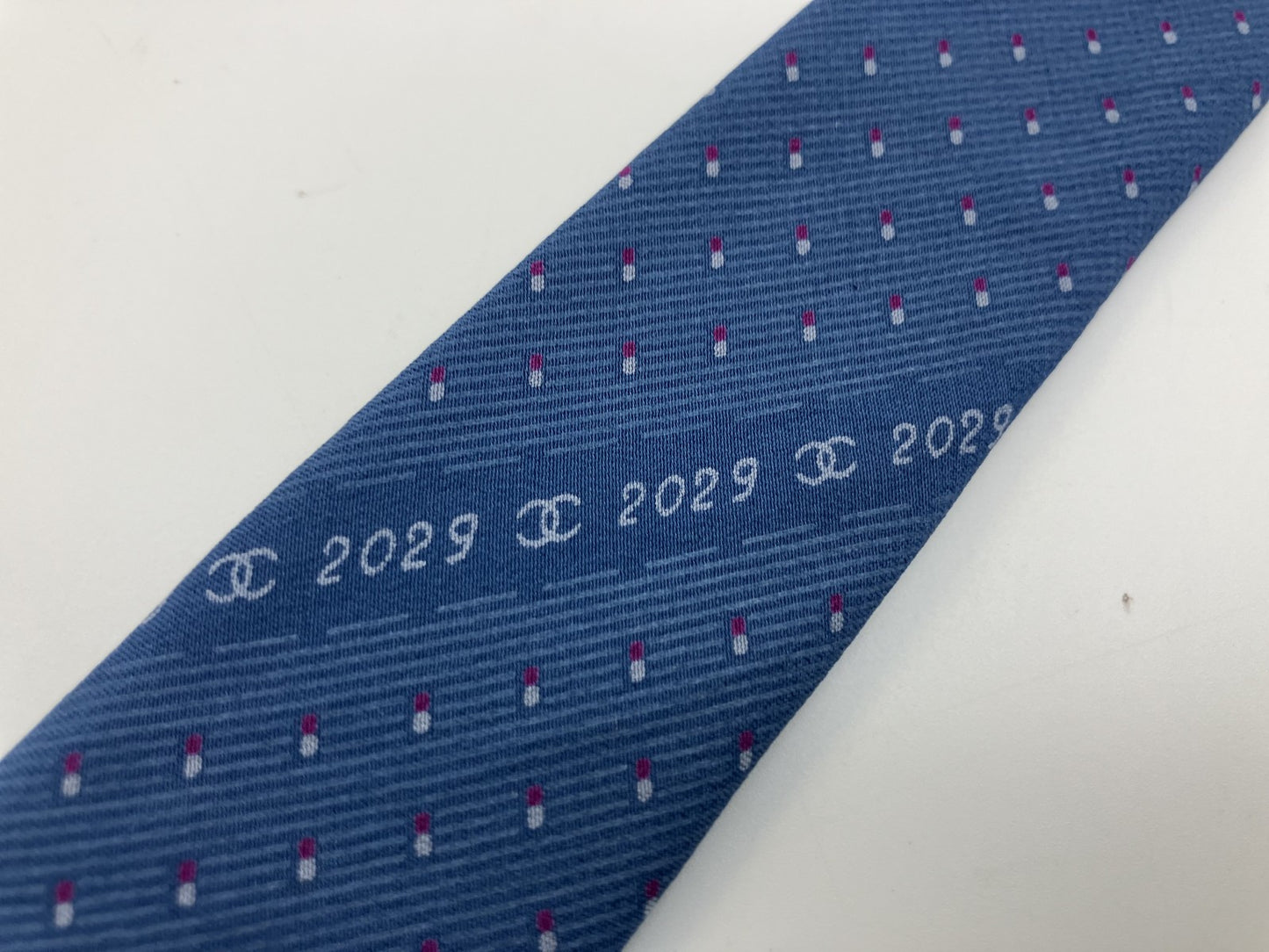 CHANEL Tie - Blue - 8 cm (3.15 inch) Wide -