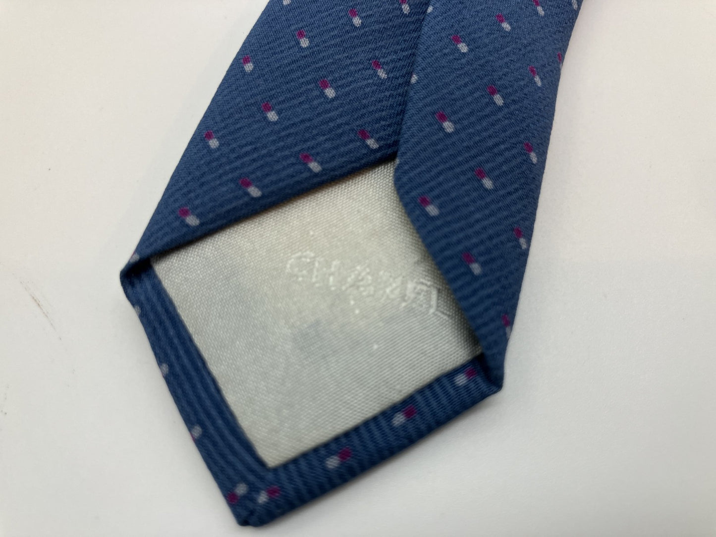 CHANEL Tie - Blue - 8 cm (3.15 inch) Wide -