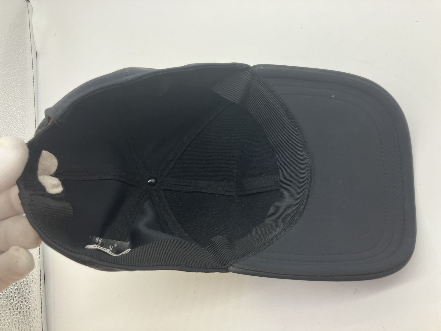 MIU MIU Club Glitter Logo Patch Nylon Baseball Cap Black Size S Italy