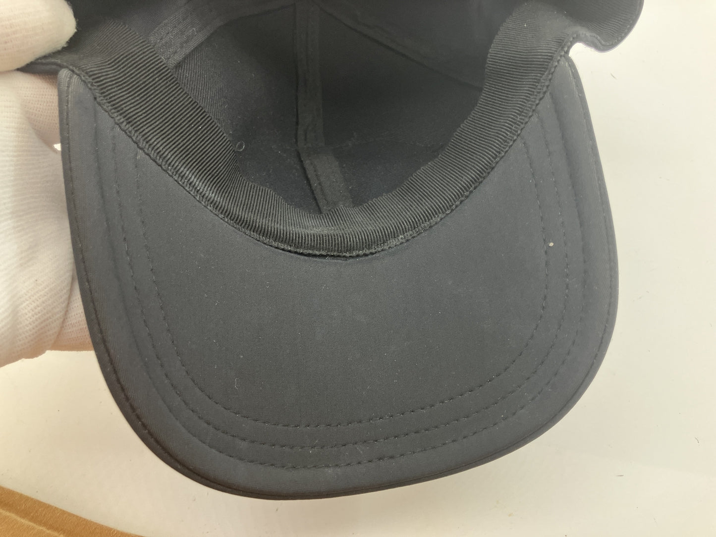 MIU MIU Club Glitter Logo Patch Nylon Baseball Cap Black Size S Italy