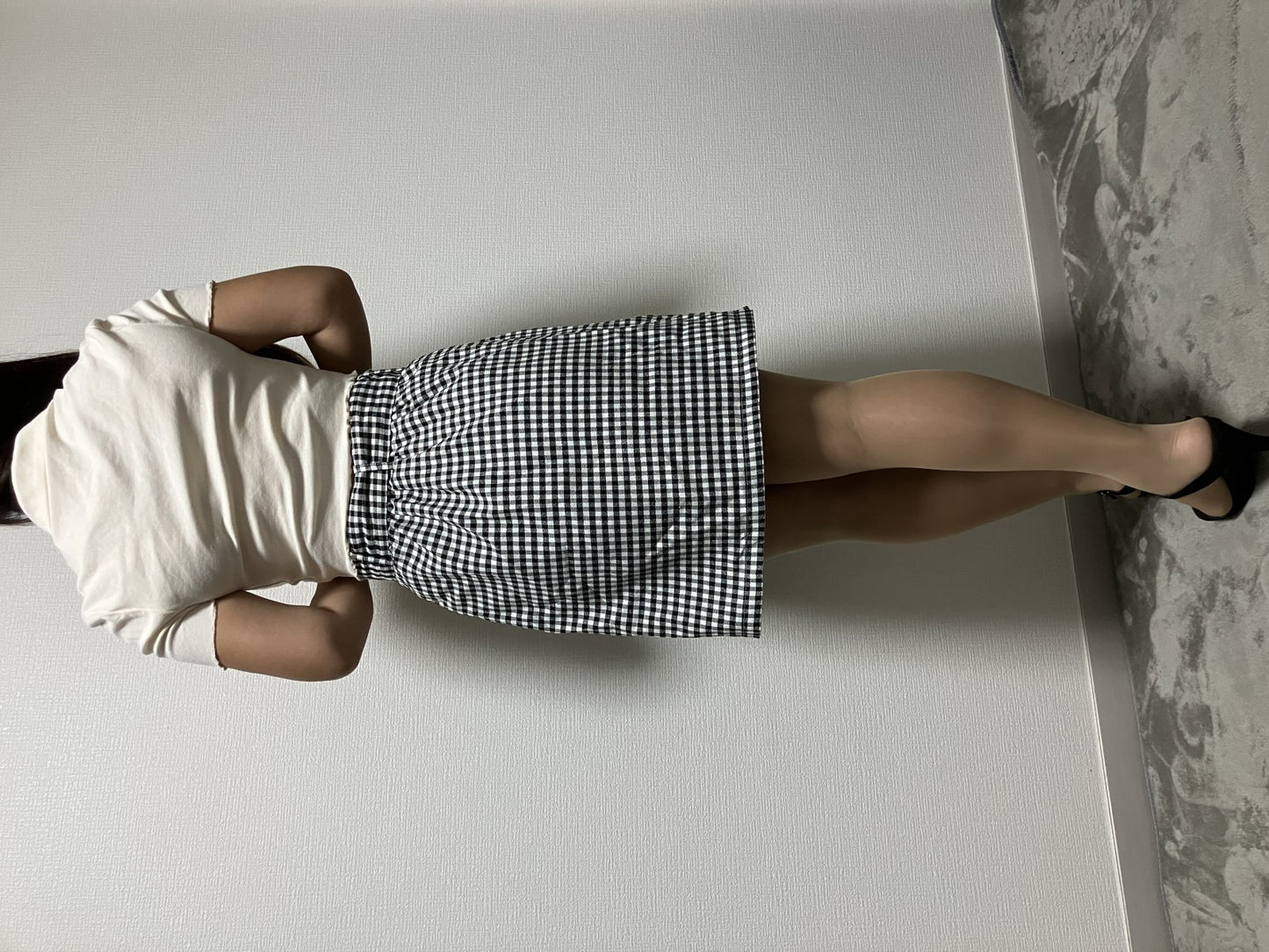 [Beautiful item] SHEIN top and gingham skirt, set-up style, 2-piece set, M-L size,