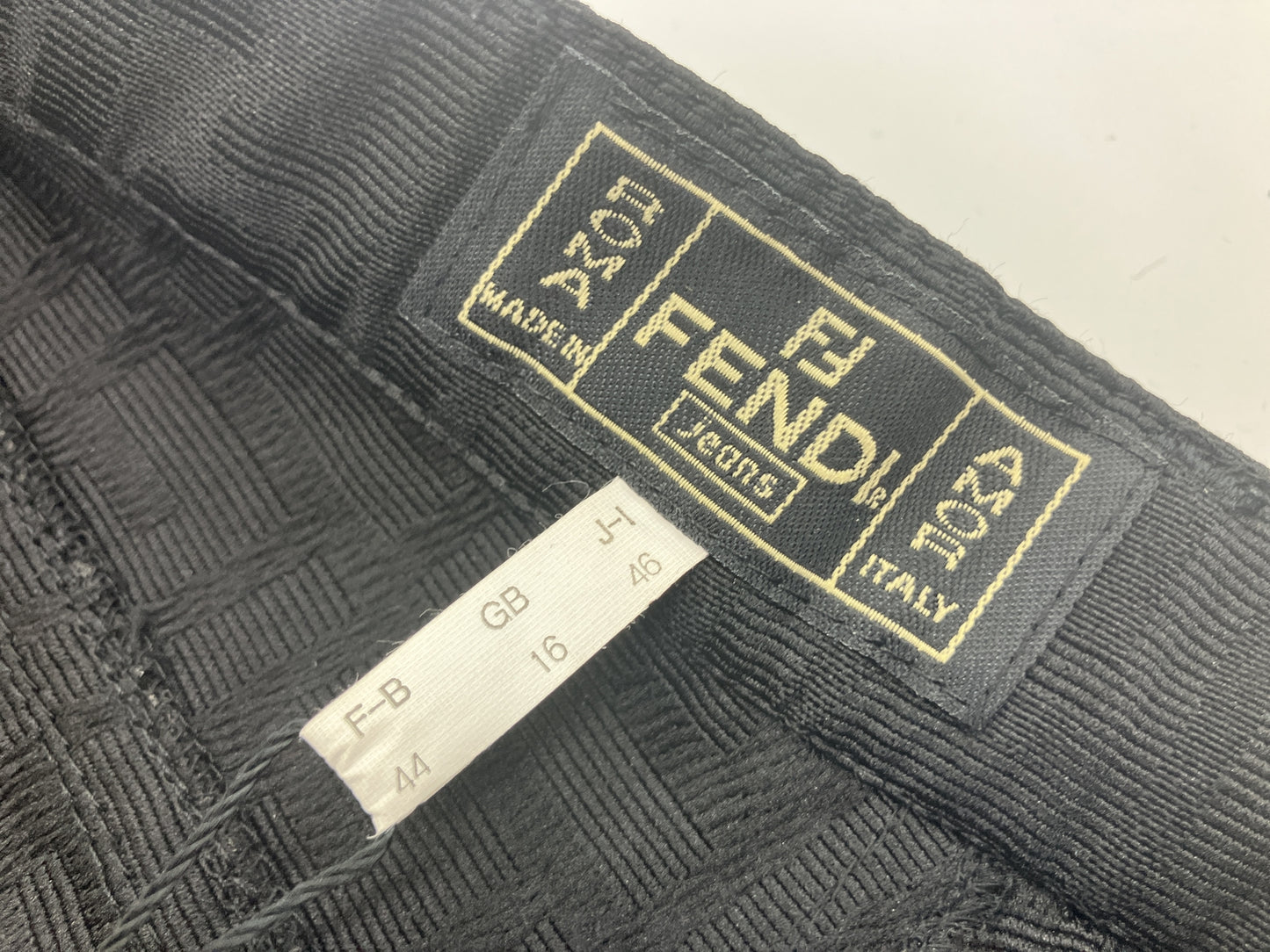 FENDI Jeans Zucca FF Monogram Black Jacquard Pants Women's Size 46 Italy