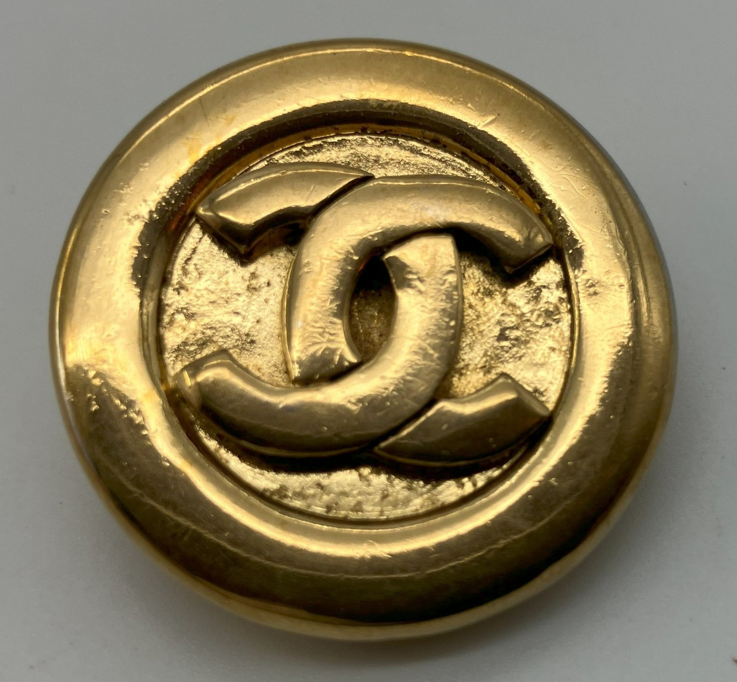 CHANEL CC Logo Round Earring, Single, Gold Tone, 1.1" Diameter, Made in France