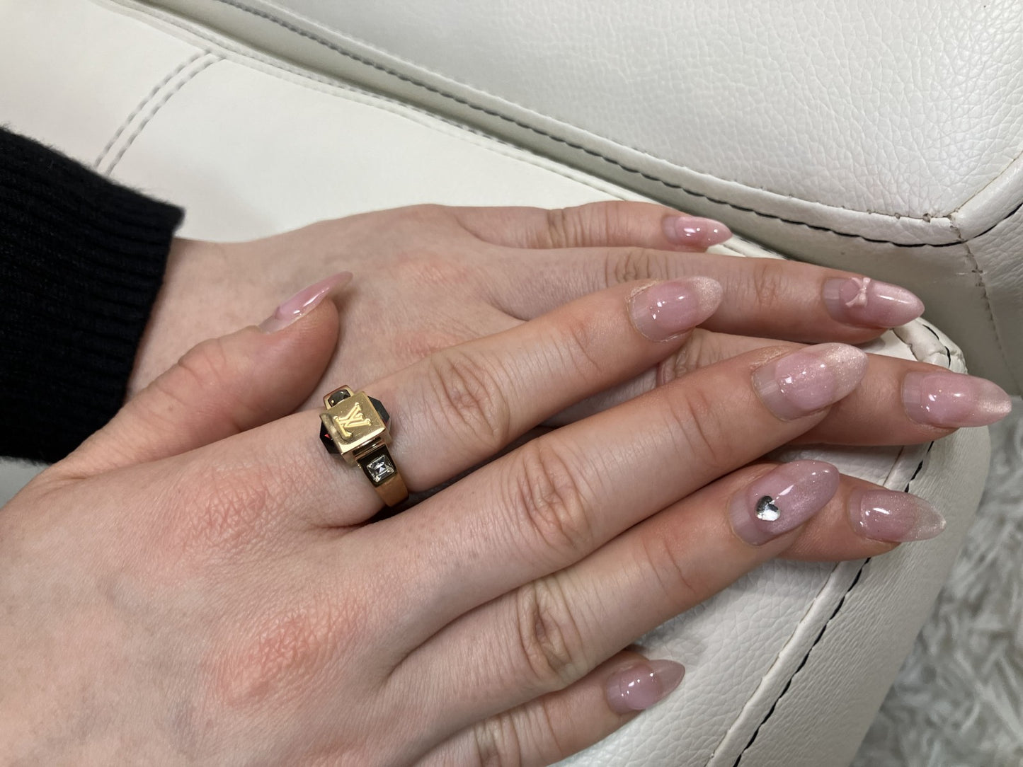 Louis Vuitton Gamble Ring Gold Crystal Black M75426 Size US 5.5 EU 50 JP 10