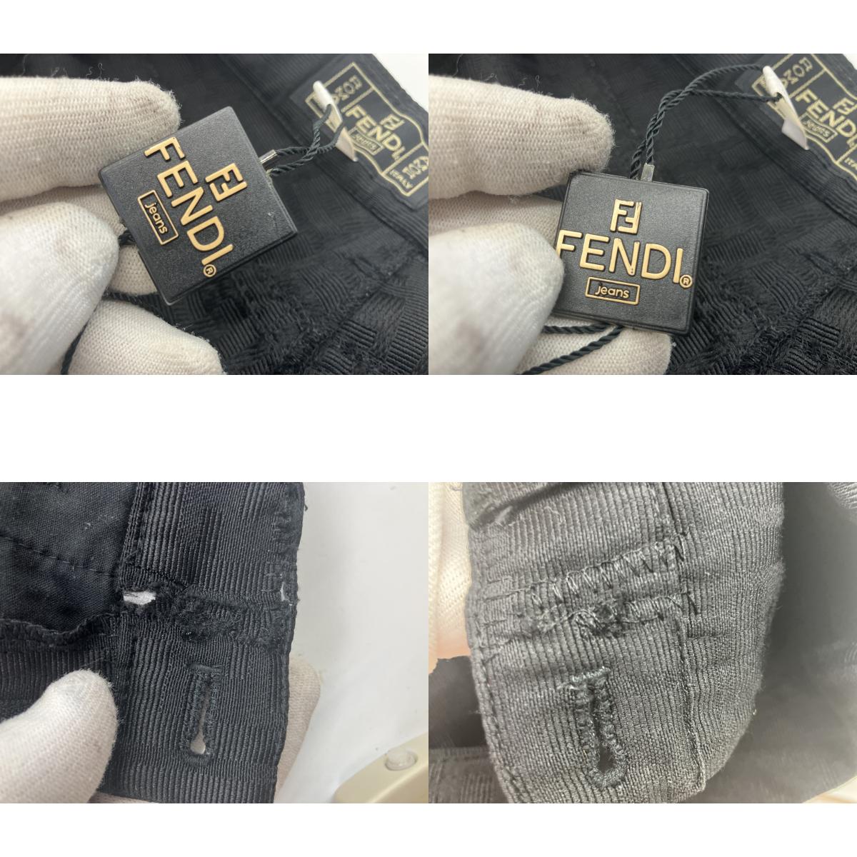FENDI Jeans Zucca FF Monogram Black Jacquard Pants Women's Size 46 Italy