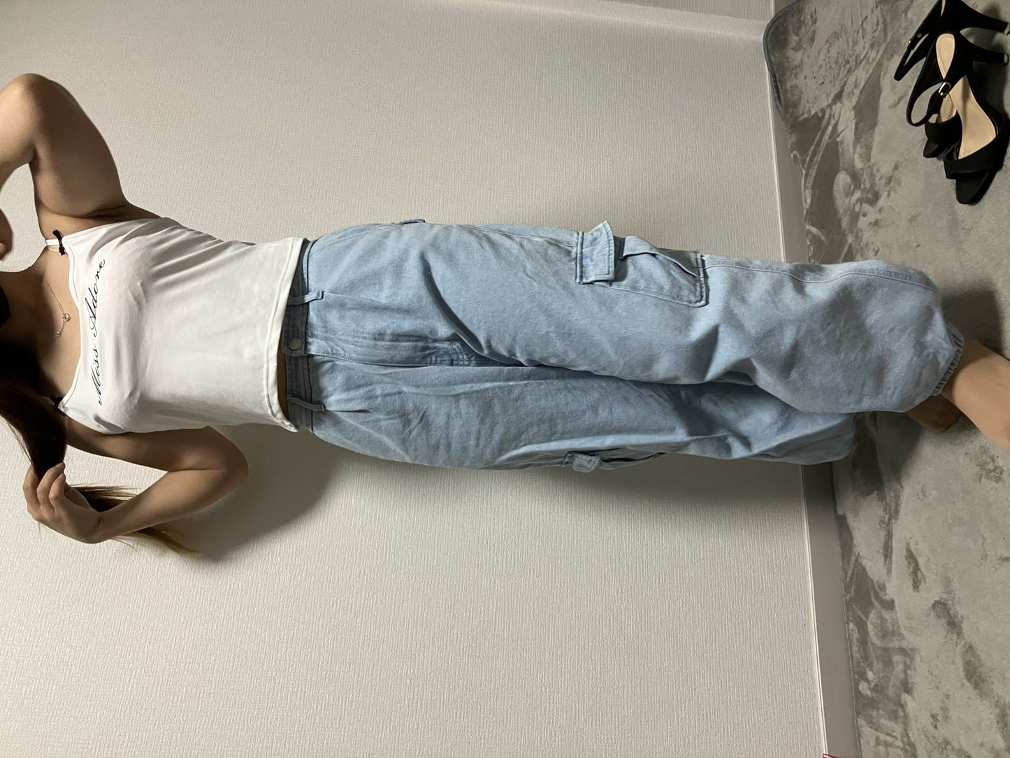 Camisole top, white, Miss Adore, with ribbon, for women, summer, sleeveless, tank top style, pants sold separately,