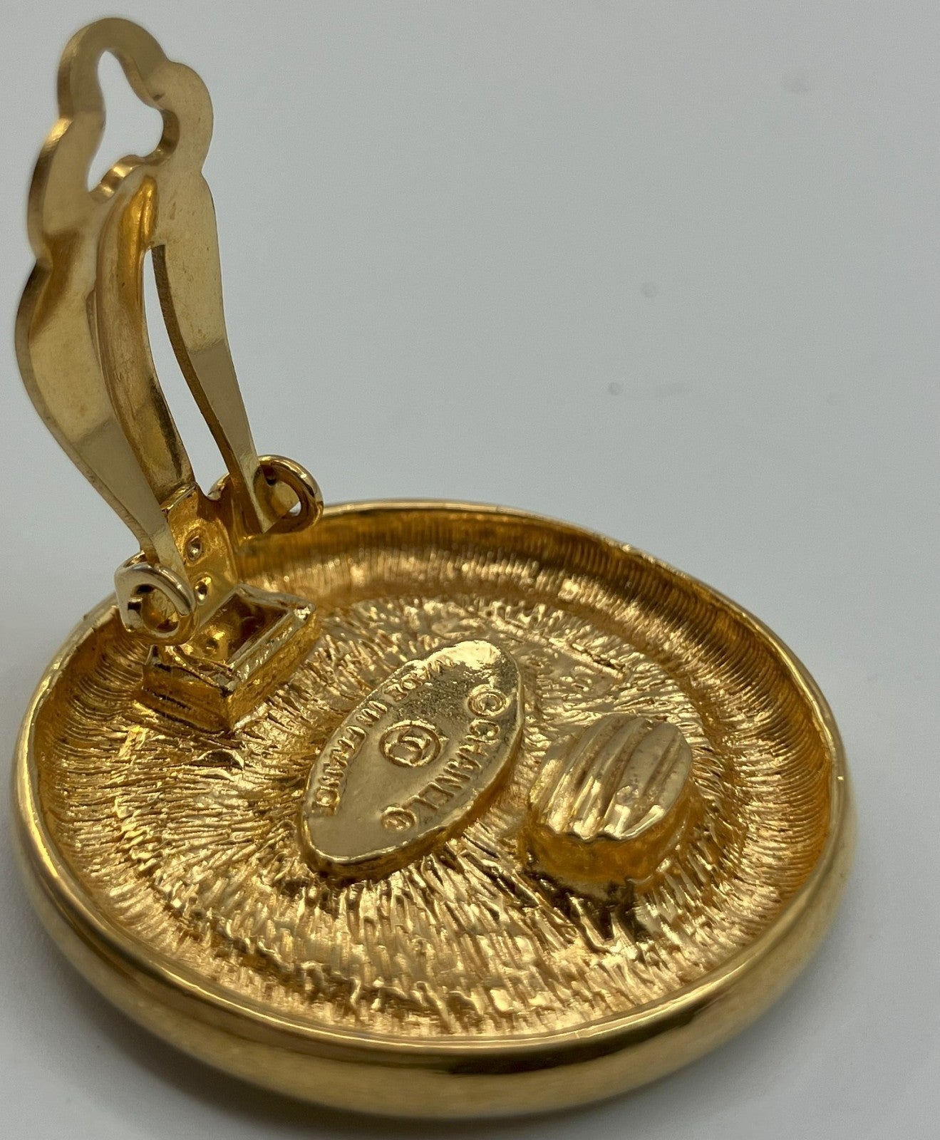 CHANEL CC Logo Round Earring, Single, Gold Tone, 1.1" Diameter, Made in France