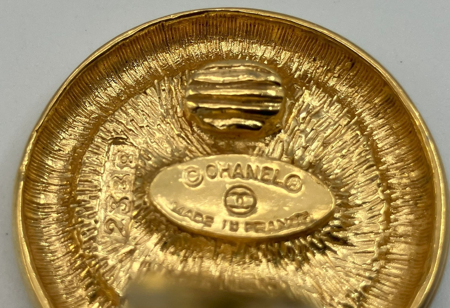 CHANEL CC Logo Round Earring, Single, Gold Tone, 1.1" Diameter, Made in France