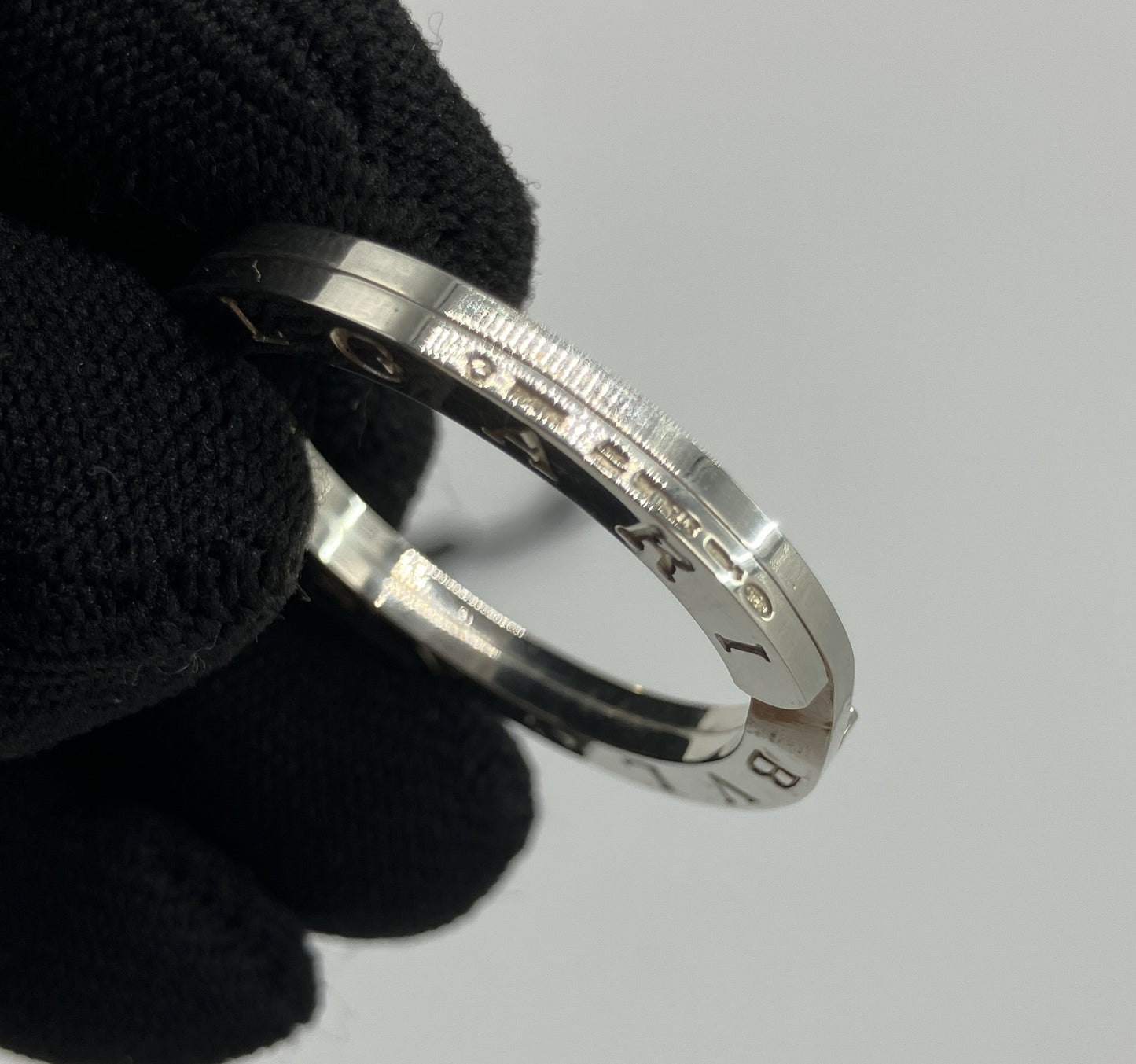 BVLGARI BVLGARI Logo Ring Pendant Sterling Silver 925 Cord Necklace 33mm Box