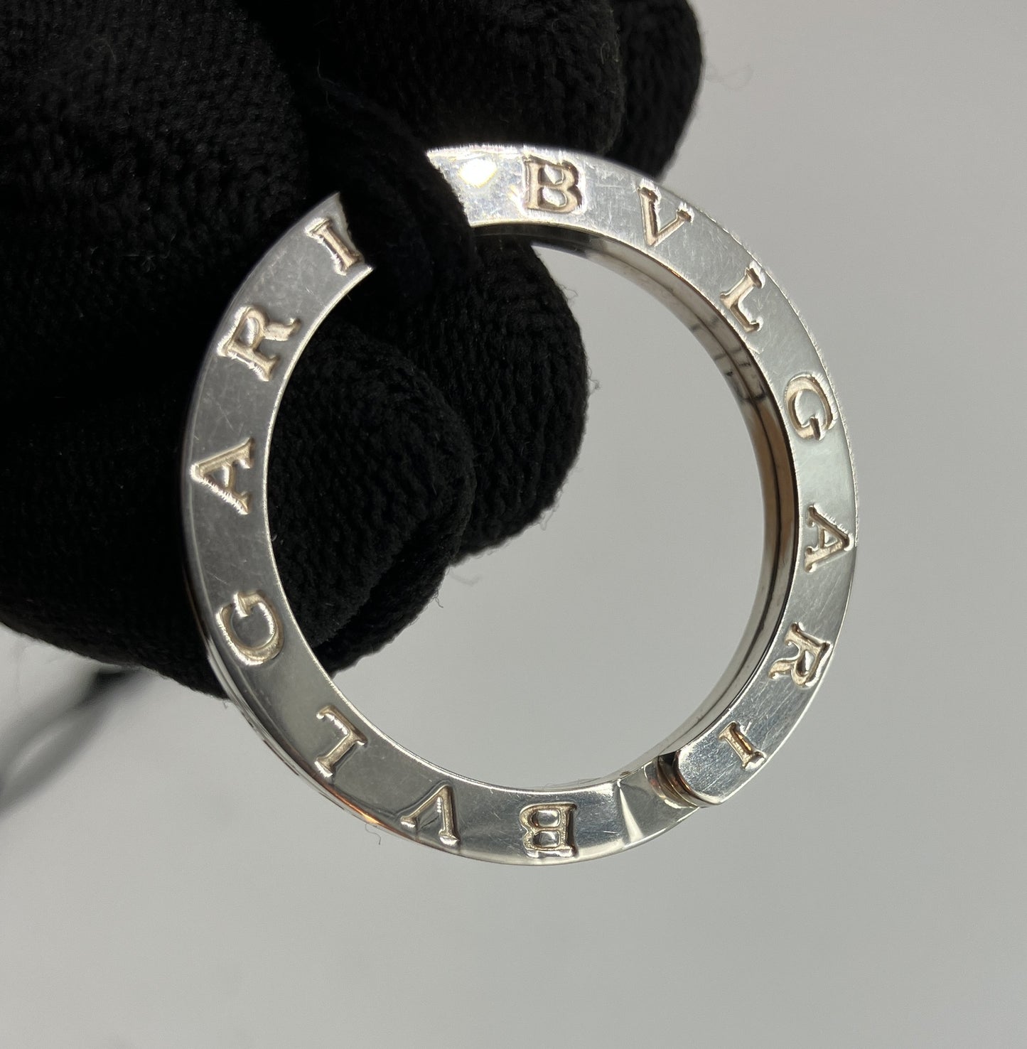 BVLGARI BVLGARI Logo Ring Pendant Sterling Silver 925 Cord Necklace 33mm Box