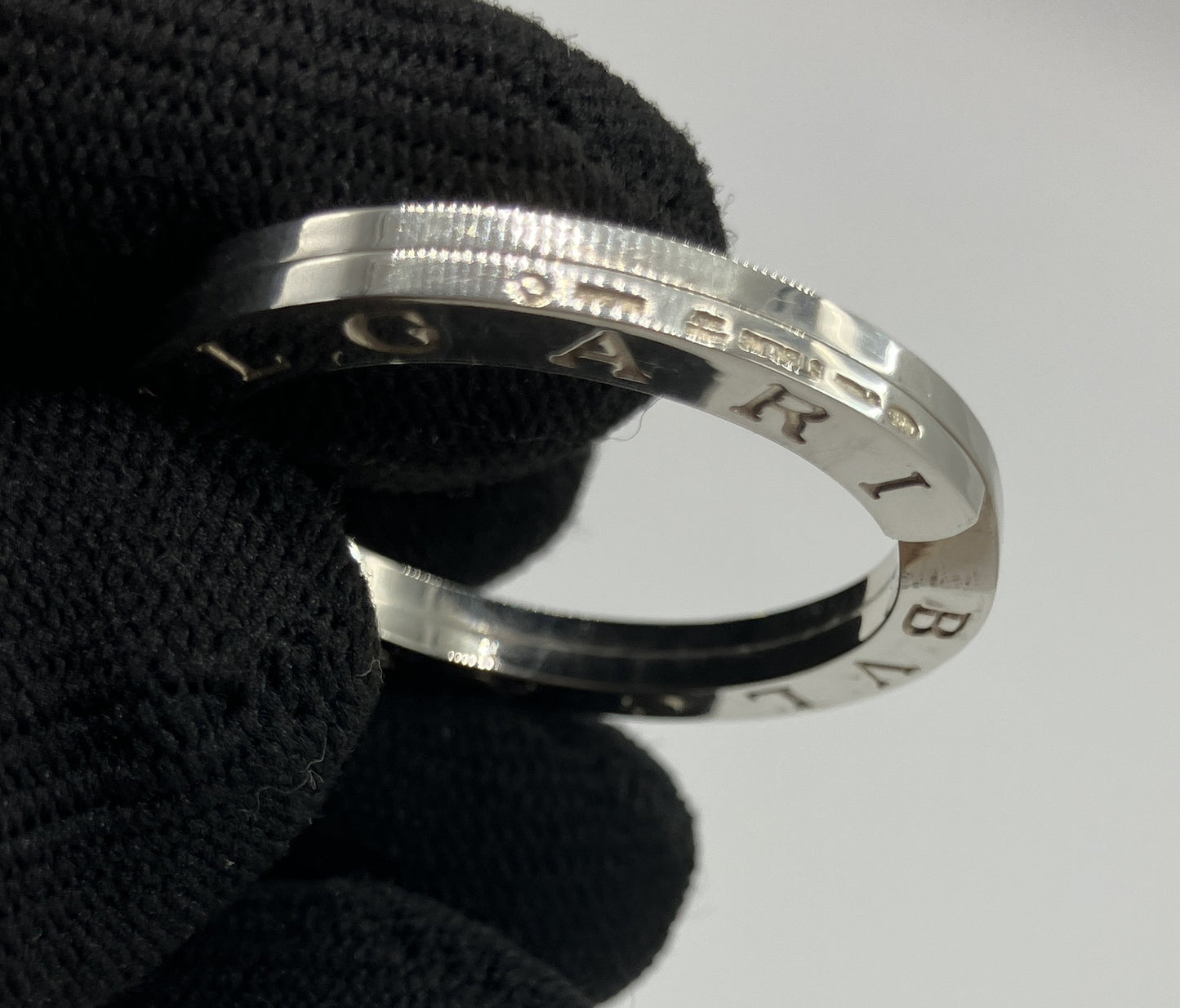 BVLGARI BVLGARI Logo Ring Pendant Sterling Silver 925 Cord Necklace 33mm Box