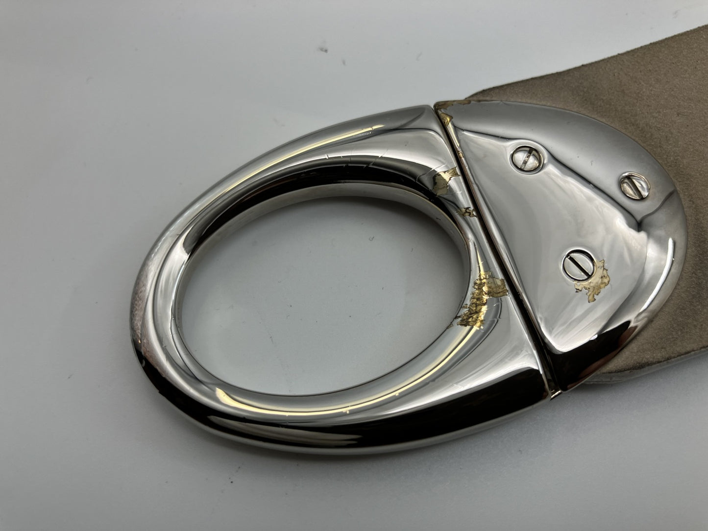 Bulgari Leather Belt Length 100cm(39.37 inch) Width 5cm(1.97 inch) White and Silver with box and bag