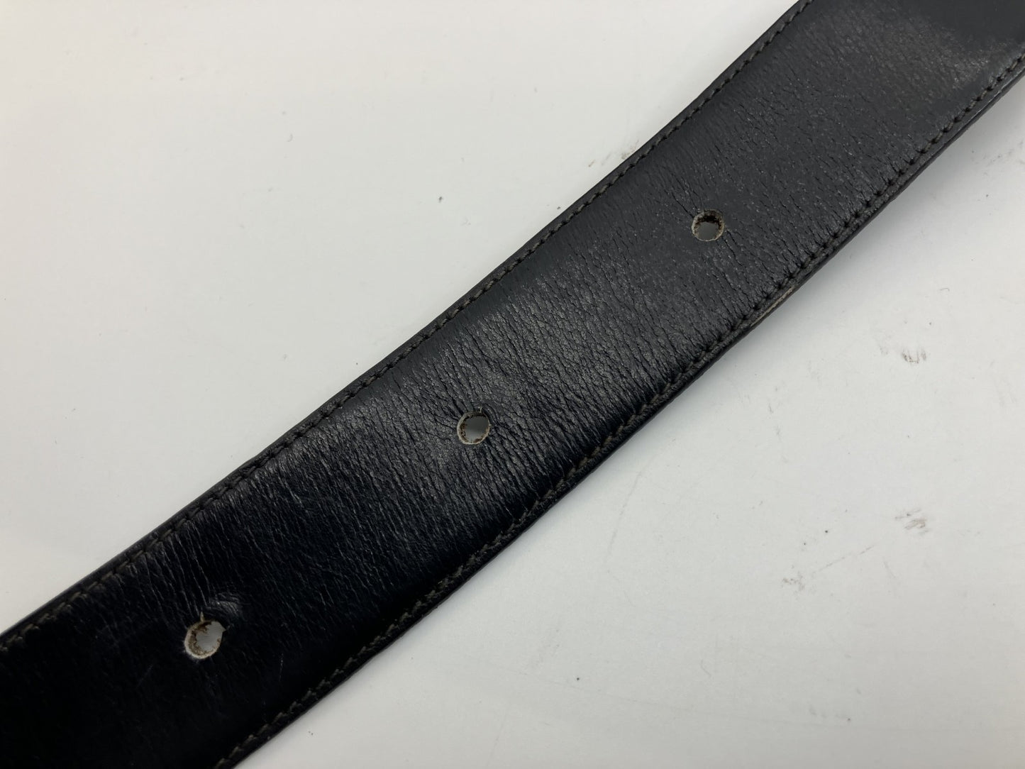 Gucci Leather Belt Old Gucci Length 88 cm(34.65 inch) Width 3.5 cm(1.38 inch)Black & Silver