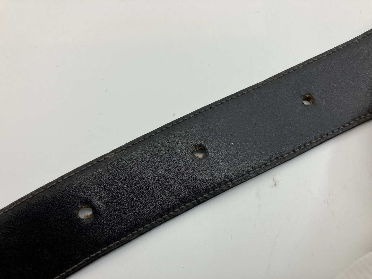Gucci Leather Belt Old Gucci Length 88 cm(34.65 inch) Width 3.5 cm(1.38 inch)Black & Silver