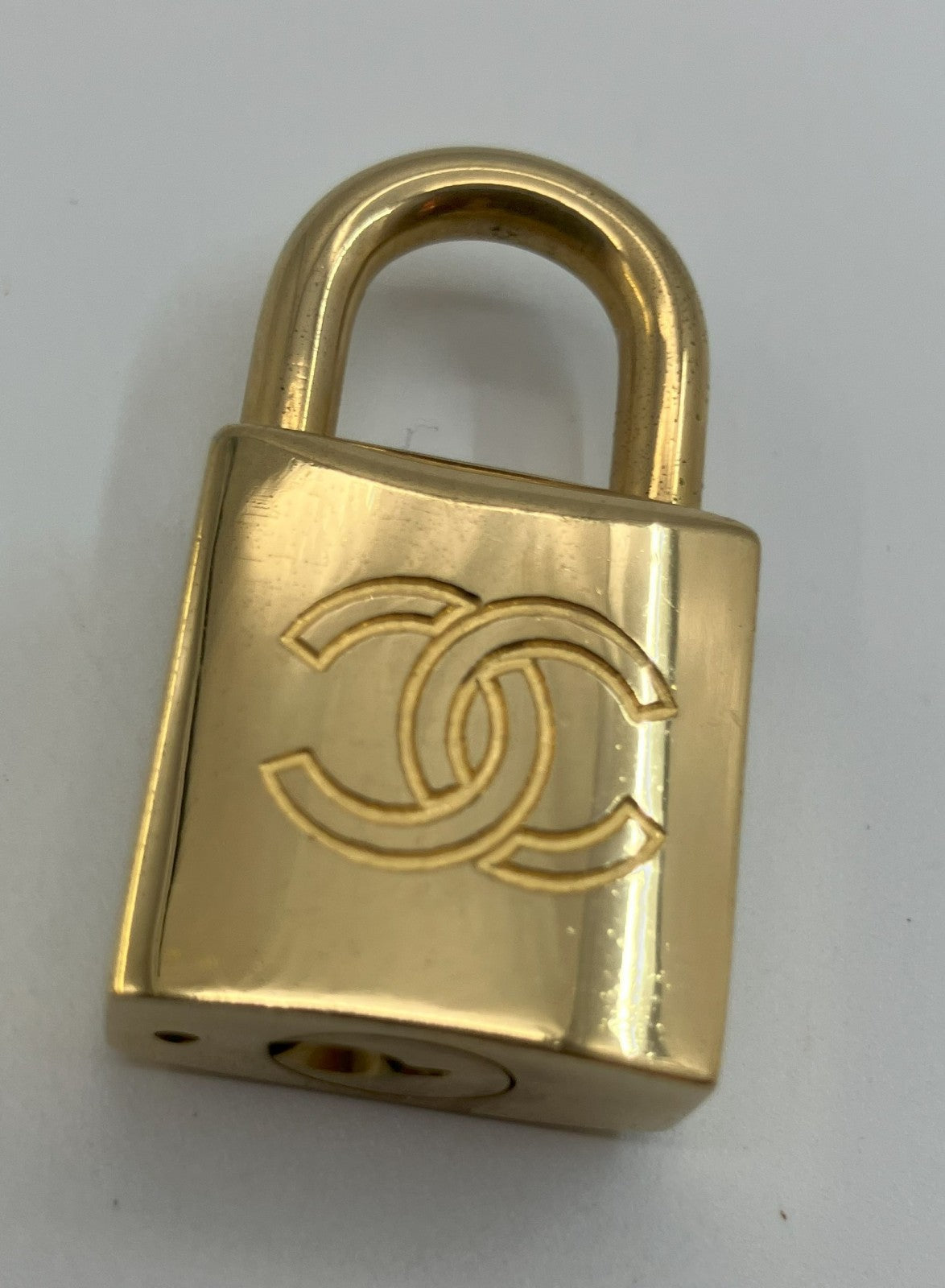 CHANEL Padlock Charm Pendant Top Gold Tone 4cm - Key Missing