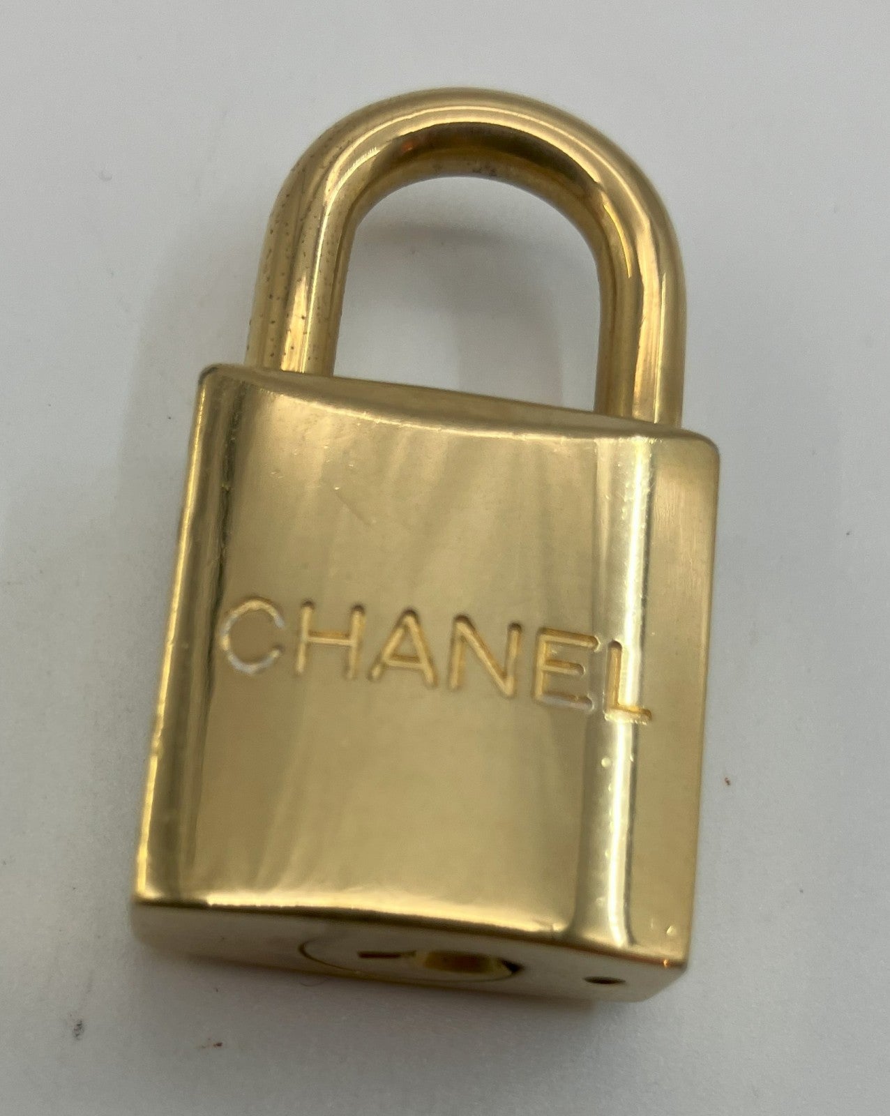 CHANEL Padlock Charm Pendant Top Gold Tone 4cm - Key Missing