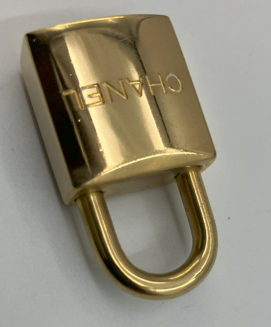 CHANEL Padlock Charm Pendant Top Gold Tone 4cm - Key Missing
