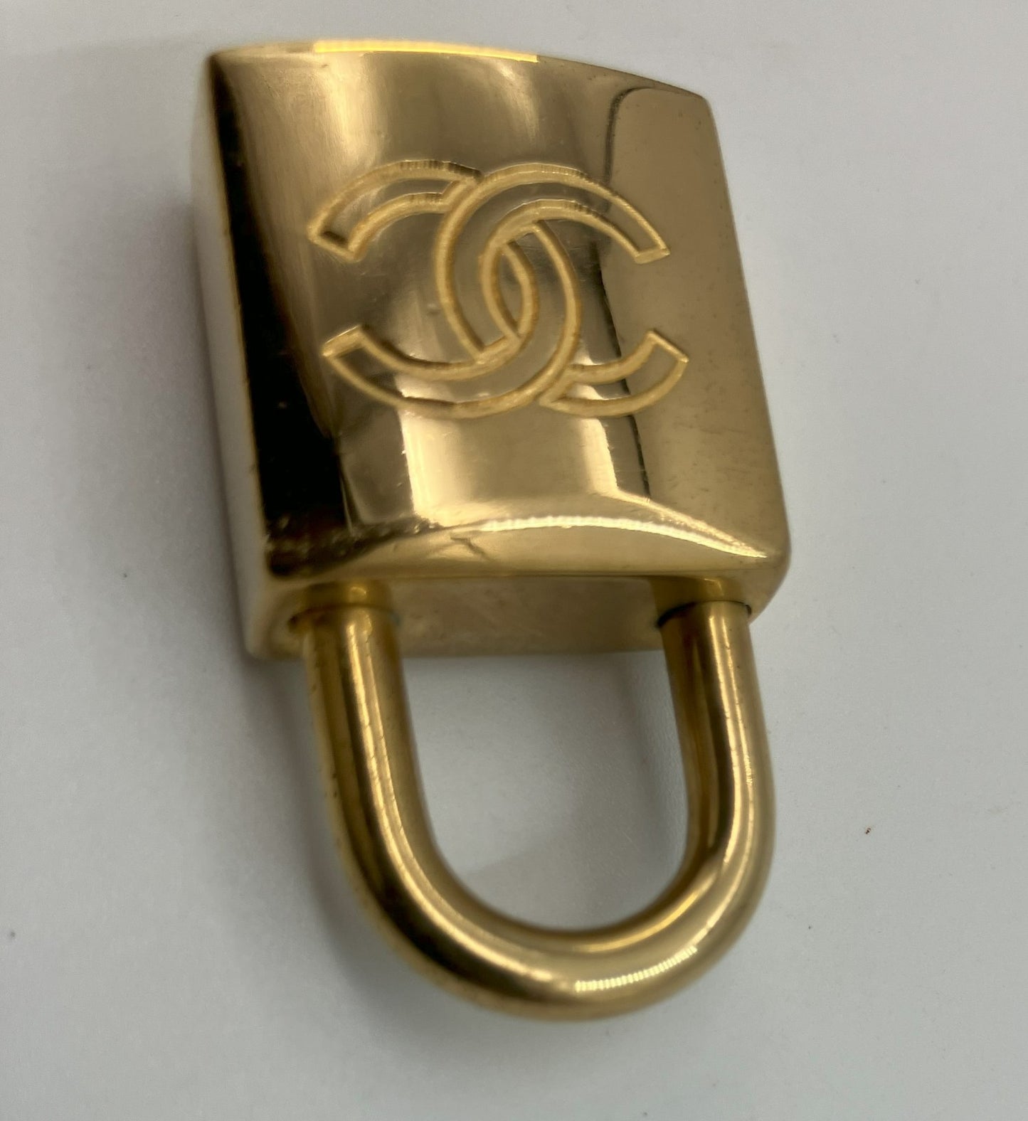 CHANEL Padlock Charm Pendant Top Gold Tone 4cm - Key Missing