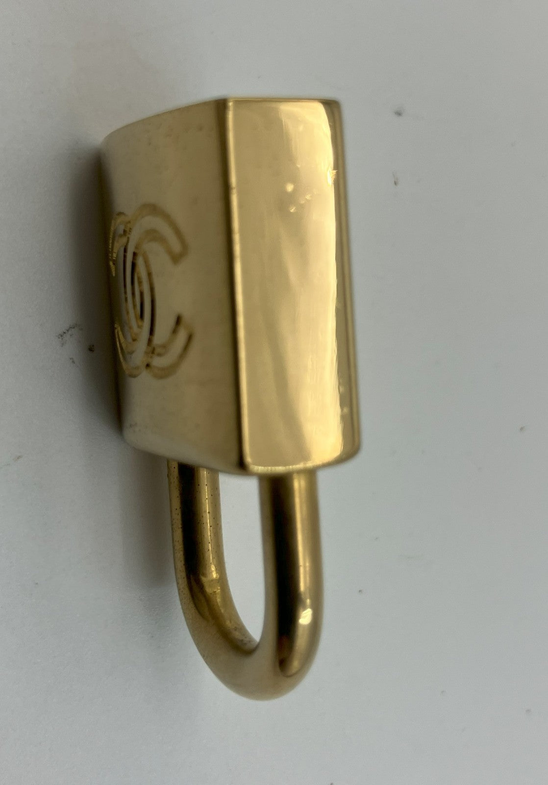 CHANEL Padlock Charm Pendant Top Gold Tone 4cm - Key Missing