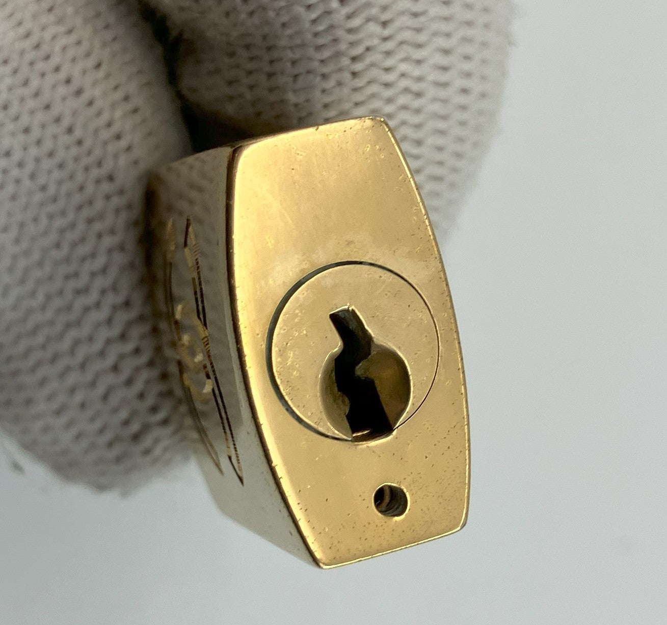 CHANEL Padlock Charm Pendant Top Gold Tone 4cm - Key Missing