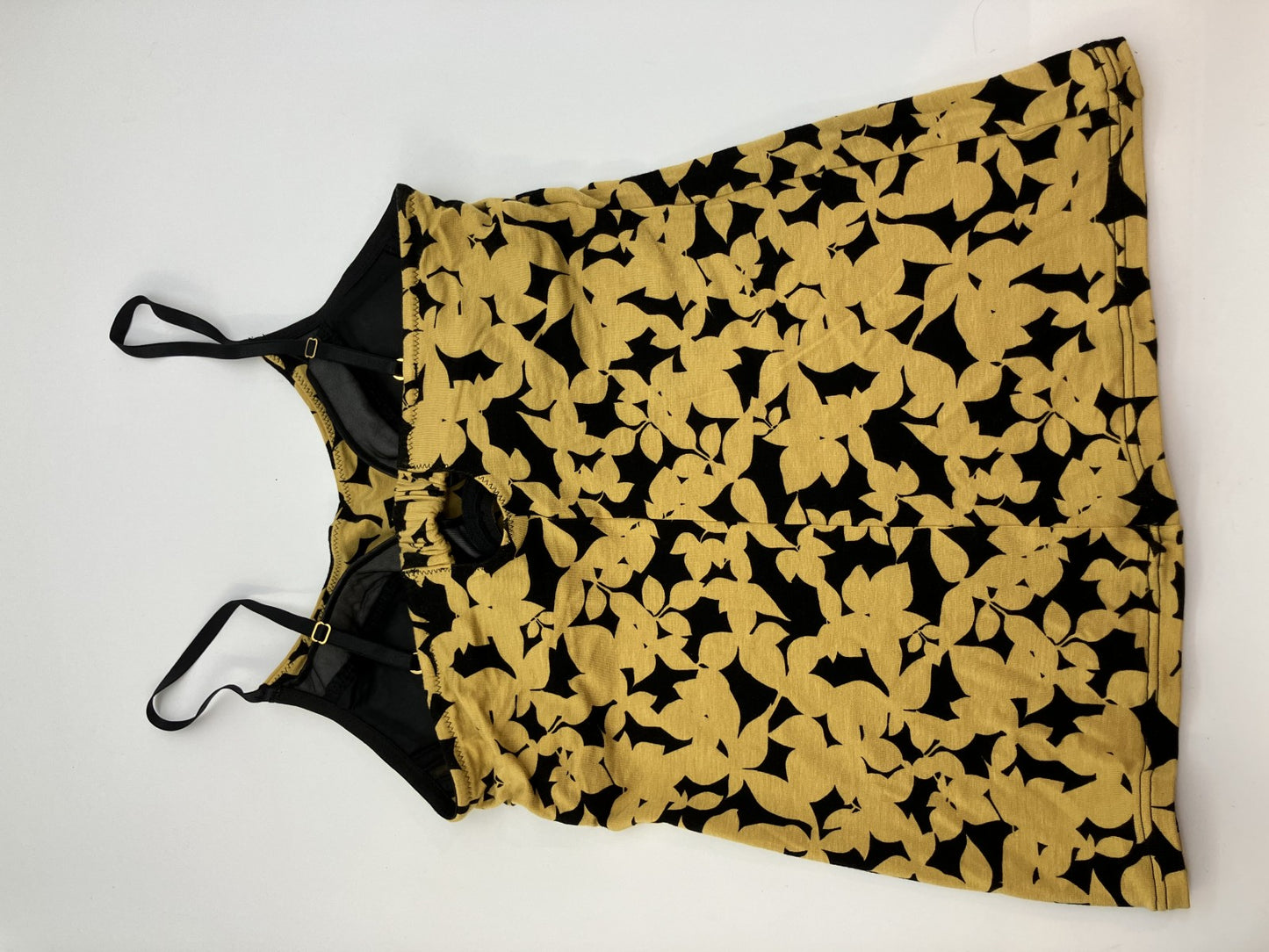 Yellow camisole with cups and denim mini skirt set