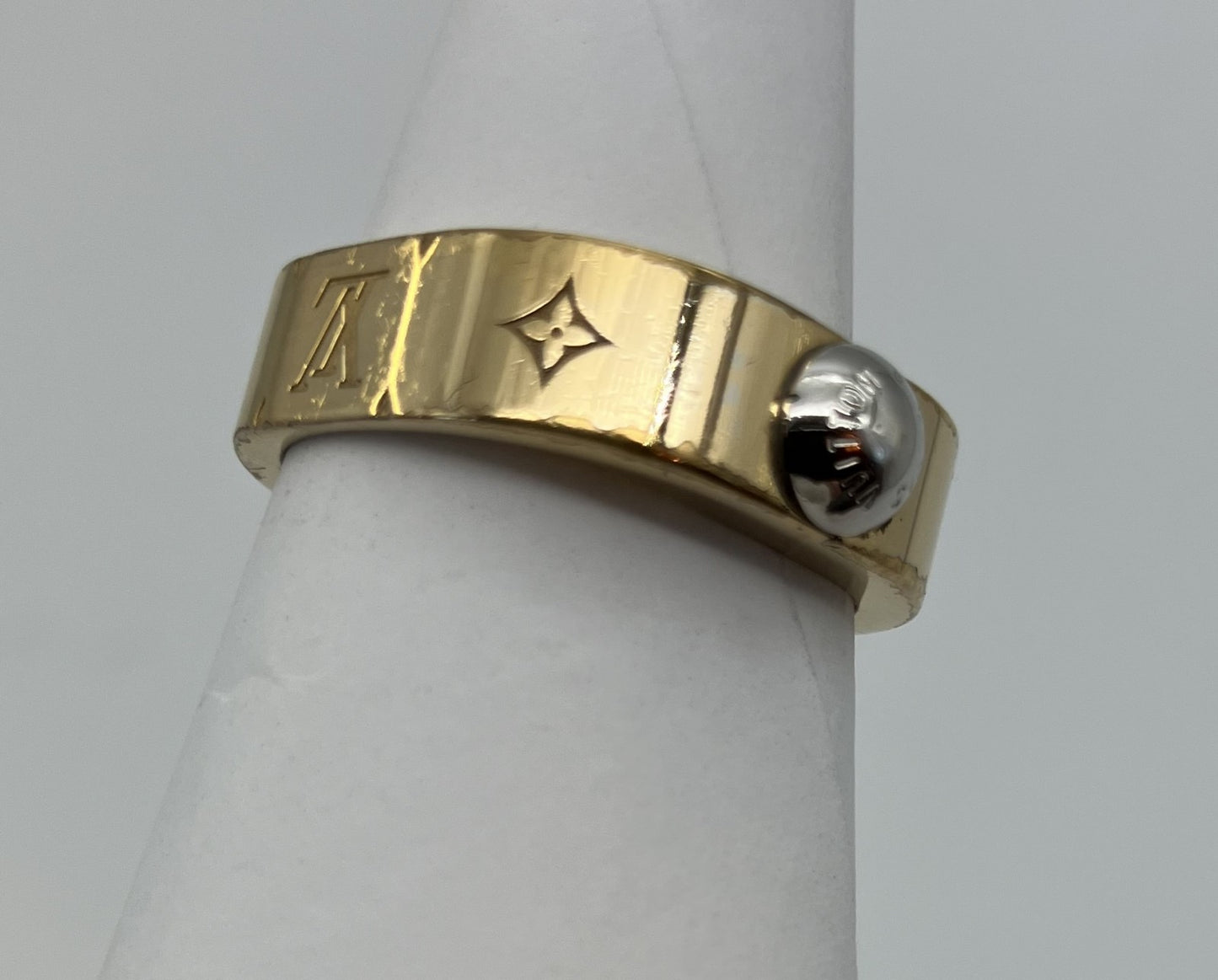 LOUIS VUITTON M00212 Nanogram Ring Size L (JP 15) (US 8) (EU 55) Gold Free Shipping 