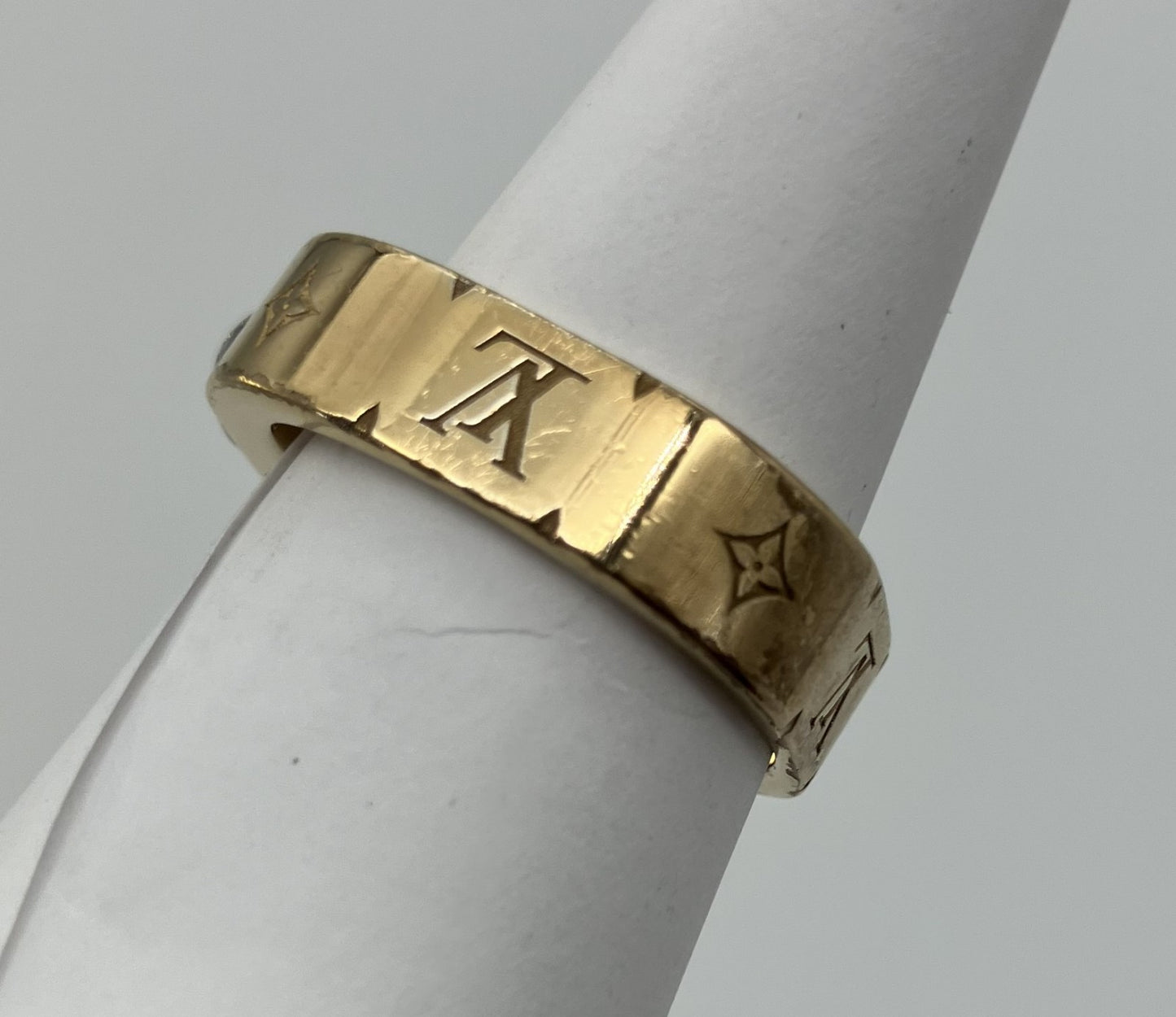 LOUIS VUITTON M00212 Nanogram Ring Size L (JP 15) (US 8) (EU 55) Gold Free Shipping 